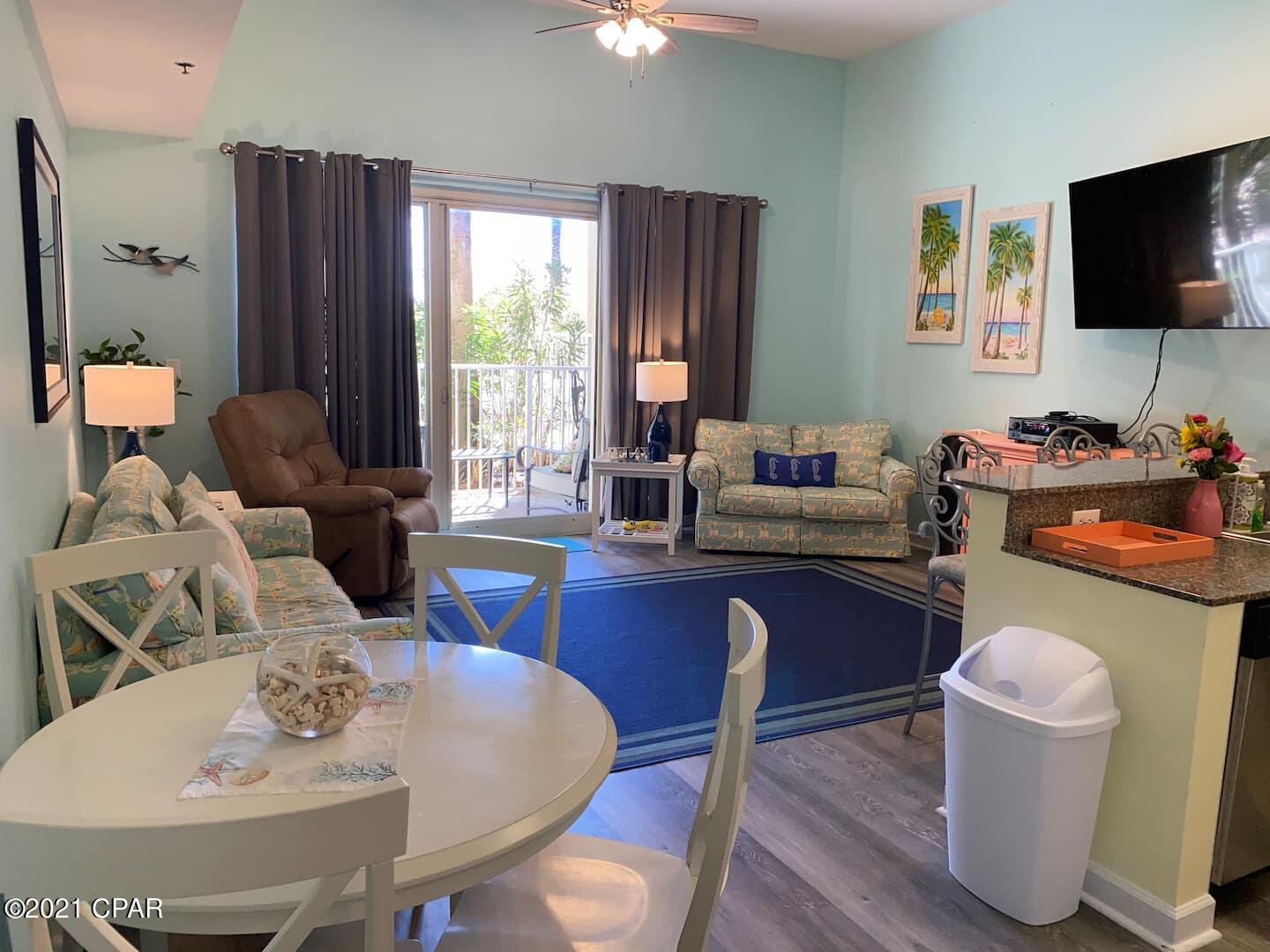 Completely renovated ground floor unit. New paint, new flooring, new furniture, new linens, etc. Turn key rental down to the silverware. Strong rental history even with owner using several prime weeks. Access the pool and beach from the covered patio of this unit. No need for crowded elevators with this desirable ground floor unit. 2 deeded covered parking spaces on the first level of the garage, very convenient to the condo. 2 bedrooms, plus bunk area and 3 baths, sleeps 8. Granite counter tops and stainless appliances. Complex has a spa, heated indoor pool plus a large outdoor pool with tiki bars. There is a fitness center and condo's location is great for shopping and dining. Age sq. footage and dimensions are approx.