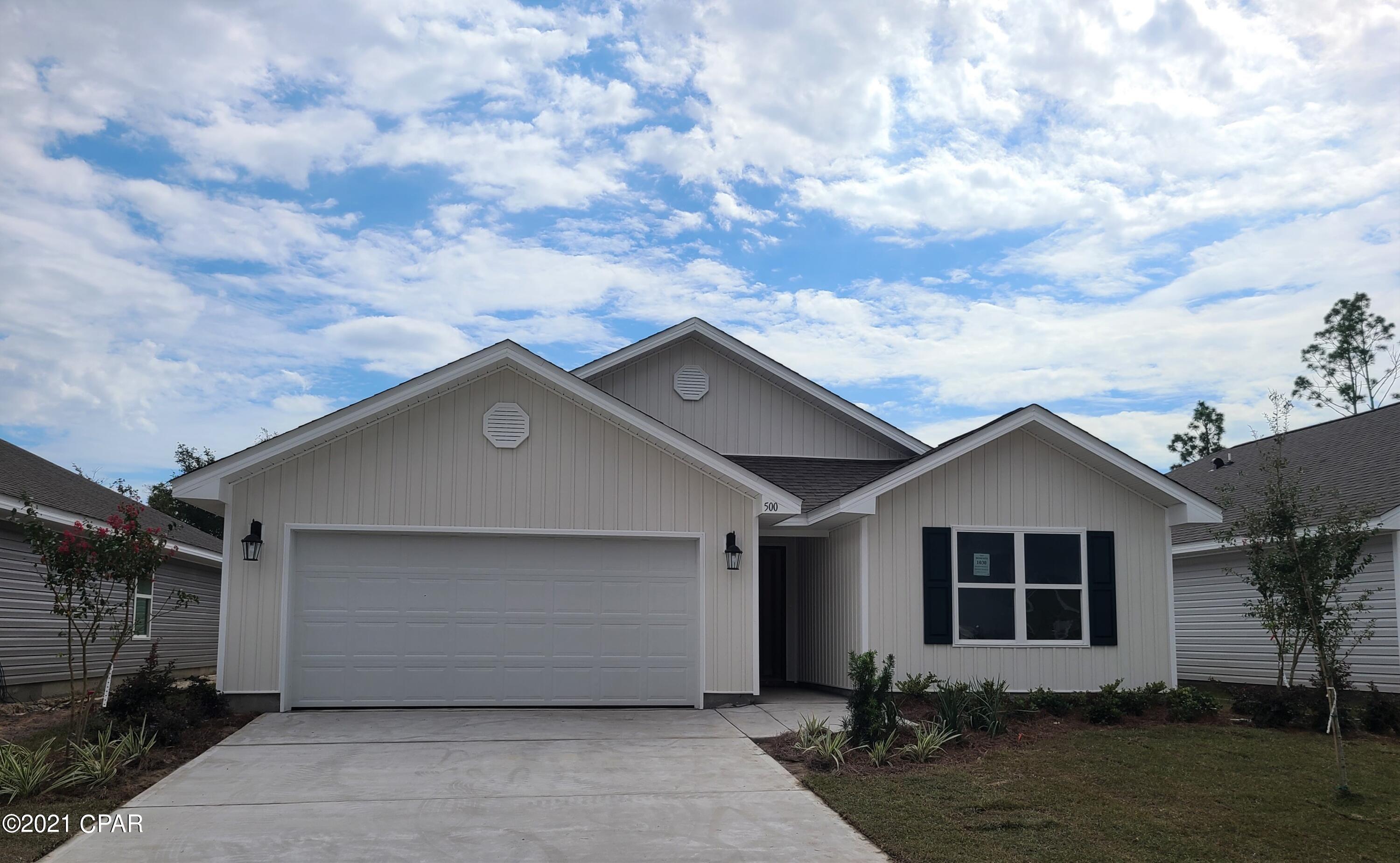 Welcome to the Bridge Harbor Community! Located just minutes to shopping, dining and Tyndall AFB is this Ryder floorplan. Constructed with a low

maintenance vinyl siding and a reinforced concrete foundation with wire mesh and rebar. Interior features include traditional 8' ceilings and vinyl sheet flooring throughout the main areas. Plush carpet with padding is in all bedrooms and hallways. The walls are orange peel texture and have quality paint. Just off the foyer is a hallway that leads to 2 bedrooms that feature a Jack and Jill bathroom with laminate countertops and vinyl sheet flooring. The great room has a spacious opening to the kitchen and dining area that leads to a covered back porch that is perfect for a nice evening dinner. This home comes standard with a Smart Home Technology package which includes a KwikSet keyless entry, Skybell doorbell, automated front porch lighting, an Echo Dot device, and Quolsys touch panel which can be integrated to control your lighting, thermostat, front door and so much more. 

This home is being constructed with the Zip Sheathing system, providing greater protection than a traditional housewrap from damages due to wind, rain, and extreme weather. A builder 10-year structural warranty is also included.

Pictures may be of similar, but not necessarily of subject property, including exterior and interior colors.