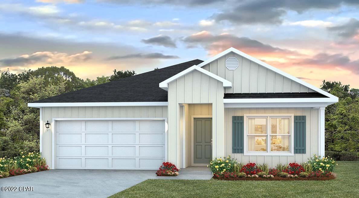 CURRENTLY UNDER CONTRACT, SELLER WILL CONSIDER BACKUP OFFERS. As you enter this Cali floorplan you will find traditional 8' ceilings. Luxury Vinyl Plank flooring in all common areas of the home and carpet in bedrooms. Open concept floor plan for entertaining. The kitchen has a center island, a large pantry, White Cabinets with durable laminate countertops. The kitchen is equipped with Brand name SS Range, Dishwasher and Microwave. A standard Smart Home package includes a KwikSet keyless entry, Skybell doorbell, automated front porch lighting, an Echo Dot device, and Quolsys touch panel which can be integrated to control your lighting, thermostat, front door and so much more. A builder 10 year structural warranty is also included. Titus Park is in Panama City, Florida and is only minutes away from Tyndall Airforce Base! This large-scale multi-phase community is located off Highway 390 at Highway 231, centrally located for an abundance of shopping, restaurants, and great schools! Beautiful white sands beaches are just a short drive from your doorstep. Access the bay for fun and fishing by use of the public boat ramp only 3 miles away. There will soon be a Publix shopping center across the street from the community entrance. Titus Park highlights some of the most beautiful floorplans, which have amazing features. We are building both our affordably priced Express Homes as well as our Traditional Series with upgraded finishes both inside and out. Contact a D.R. Horton Sales agent for more information on everything that Titus Park has to offer! When you enter the Cali floorplan through the prairie door you will notice immediately the brightness of the entry hallway. This 4 bedroom 2 bath, 1830 square foot, home is an open floorplan with two bedrooms separated by a full bathroom at the front of the home and one bedroom across the entry hallway affording family and friends alike privacy when visiting. The large kitchen island overlooks the dining room and living room allowing all to be together or doing individual tasks in each area. The main areas of the home as well as the bathrooms and laundry have beautiful luxury vinyl plank while the bedrooms offer plush carpeting. The spacious primary bedroom leads to the large bathroom featuring a soaker tub, large shower, water closet, and a massive closet. This home is situated on beautiful lot backing to the conservation area and a gorgeous pond. This 4-sided home comes with the front, sides, and backyard sodded.