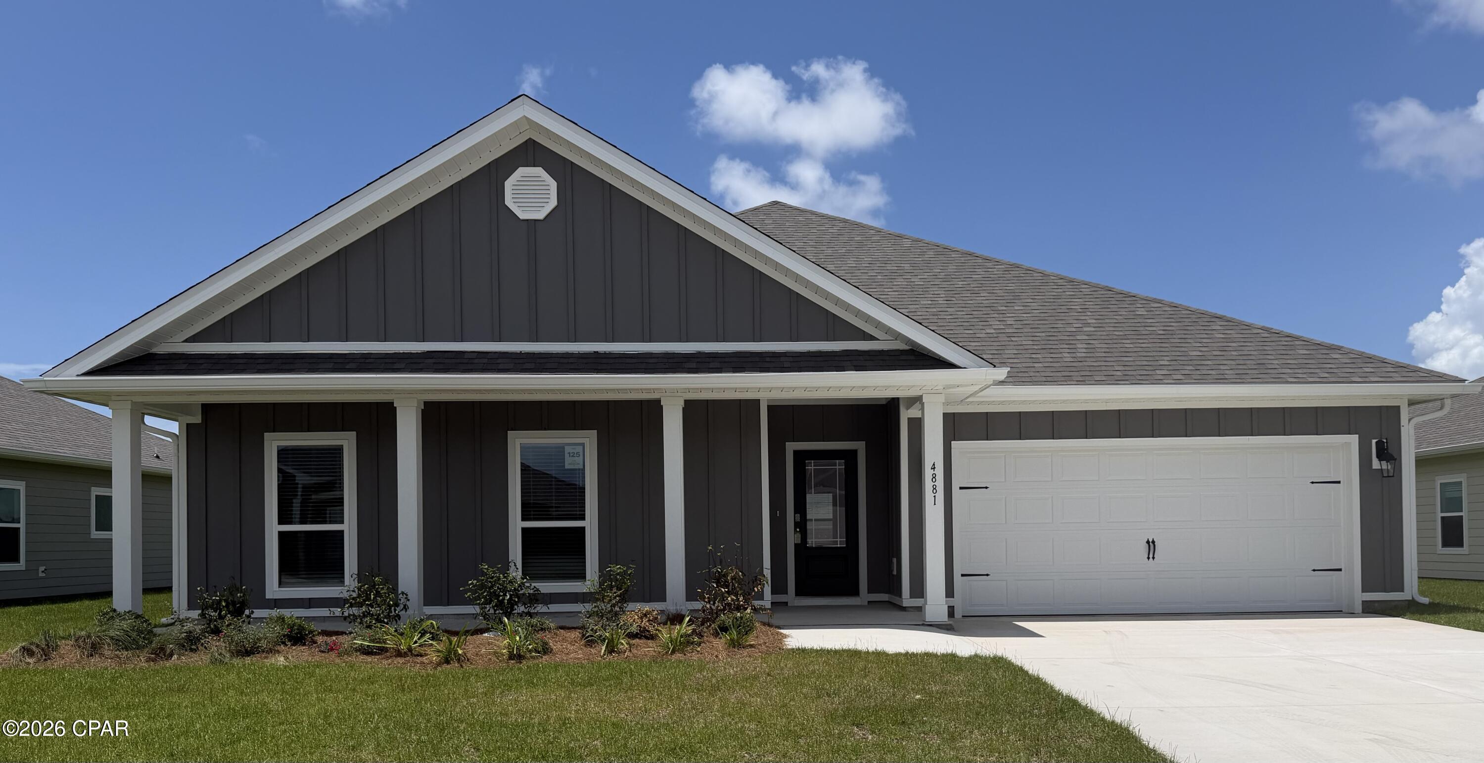 Welcome to the Victoria, a new home floor plan located at Titus Park in Panama City, Florida. The Victoria is a large open floor plan that is a great addition to our Tradition Series homes at Titus Park. The Victoria is a 4-bedroom, 2.5-bathroom, 2 car garage home that has 2,275 square feet on a corner lot and includes many features. It is a popular floorplan built at many of our communities here in the sunny Panama City, Florida. As you approach the Victoria floor plan, you will notice the large covered front porch and beautiful Hardie Board Plus siding that covers all sides of the house. There is also a covered back patio that has plenty of room for patio furniture to enjoy your morning coffee or having friends over.

On the inside of the Victoria, you'll notice the sunlight that radiates throughout the home from the many windows and the EVP flooring throughout the main areas of the home. Each bedroom has plush carpet floors and closets with ventilated shelving. The large open living room has tray ceilings and a ceiling fan and opens to the kitchen and dining area. The kitchen and full bathrooms have beautiful white cabinets and elegant white quartz countertops. The primary bathroom features a double vanity and a separate tub and a shower with glass doors next to a walk-in closet, saving you space in the main bedroom. The guest bathroom also features a double vanity and plenty of cabinet space.

Appreciate the convenience of a Smart Home technology package, featuring keyless entry and an intuitive control panel for your thermostat, lighting, and security systems. The exterior of this corner lot home features Hardie Color Plus Siding and is uniquely engineered to stand up to the harshest elements from wind, rain, fire, freezing temperatures, and hail. Dimensional shingles with 30-year warranty. A landscaped front flower bed at entry way and fully sodded yard. Our Titus Park community features underground utilities making it less susceptible to damage from severe weather leading to fewer outages and more reliable service. Residents of Titus Park can enjoy exclusive access to the newly built amenity center with a pool, BBQ pits and lounge chairs!

Come see for yourself why the Victoria is a popular floor plan for new home buyers. To see this floor plan in Titus Park, stop by our model home today or schedule an appointment online.