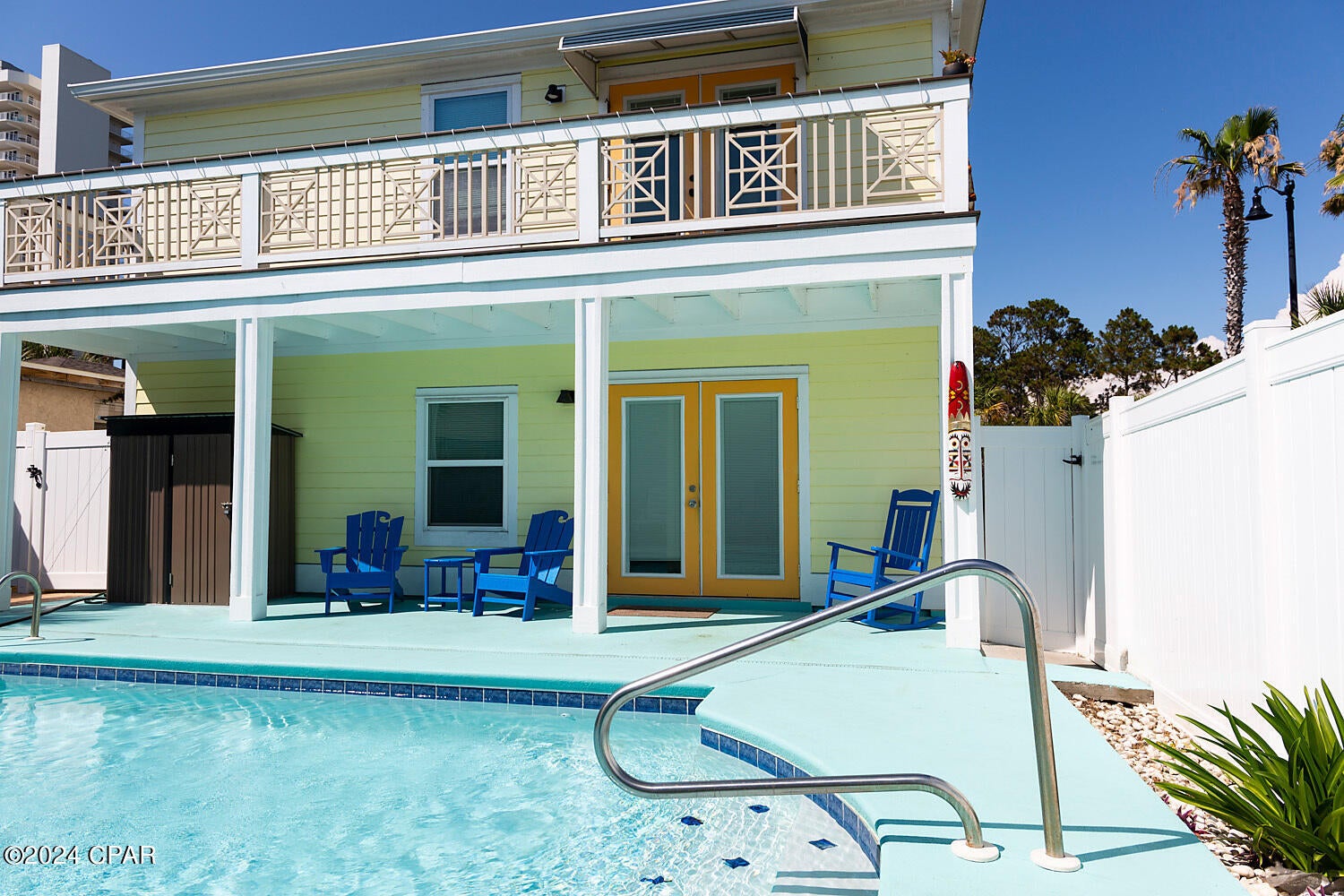Updated 2 bedroom 2 bathroom Villa on first floor,  a few steps from the beach.  Across from signal hill golf course.  Shared swimming pool with BBQ area and patio.  Fully furnished. W/D included.  Great location a quarter mile away from Walmart and restaurants.  Management company pays cable, internet, and trash pick up. 9720 Thomas Drive, down stairs.  Tenant is responsible for water and electric.  6 months to 1 year leases.  Call for availability on shorter terms.