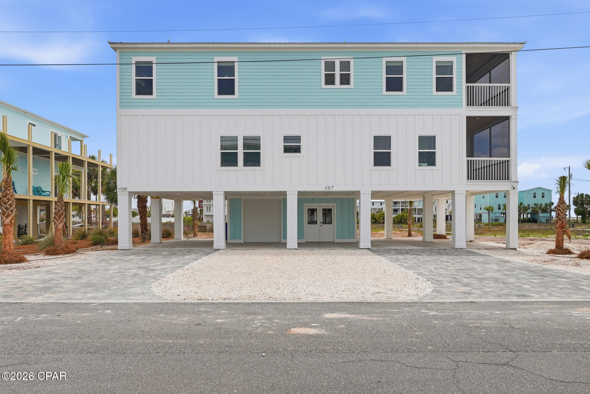 A custom-built, single-family residence located on the coveted beachside of Hwy 98 in Mexico Beach. This thoughtfully designed home has 4 generously sized bedrooms, 3-bath at approximately 3,368 square feet of living space, about 300 steps from the sugar-white sand and emerald waters of the Gulf. Designed for both full-time living and a low-maintenance beach retreat, the home features multiple living areas ideal for relaxing, entertaining, or working remotely. The efficient floor plan balances privacy and connection, while abundant natural light and Gulf views from many rooms enhance the home's beachside setting. The beautifully appointed kitchen features custom wood cabinetry and Frigidaire Gallery appliances, large laundry room with custom wood cabinetry. Single Family Residences are hard to find that are steps from the beach and minutes from the marina and are in Flood Zone X!   This custom-built single-family residence offers the privacy and flexibility today's coastal buyers are looking for -- no shared walls, no attached neighboring homes, and no HOA fees. Located on desirable Circle Drive in Mexico Beach positioned on one of the few quiet streets, this home is conveniently located removed from Highway 98 and still tucked away from road noise. Perfectly situated behind the marina, it offers peace, privacy, and that relaxed beachside feeling -- a true slice of coastal heaven. While short-term rentals are permitted, the area maintains a quieter coastal atmosphere that appeals to full-time residents, second-home owners, and vacation buyers alike.
This home offers enhanced storm resilience, covered parking, and dedicated storage areas. 
Built to current Florida coastal construction standards, the property also features impact-rated windows and sliding glass doors, elevated construction, a durable coastal-grade roof, covered parking with a garage door for golf cart storage, an outdoor shower, and convenient storage for beach and boating essentials.
Inside, the home features custom hardwood cabinetry in the kitchen and laundry room, along with upgraded closet systems throughout. Energy Star-rated systems and a tankless hot water heater with an instant recirculating hot water pump provide energy efficiency and near-instant hot water throughout the home. Positioned on one of the few streets in Mexico Beach that is not a straight front-to-back roadway, the property offers added ease for maneuvering boats, trailers, and golf carts. 

For all boaters out there, the City of Mexico Beach owns and rents out the Canal slips down the street. These slips are 12 feet wide, fitting almost all fishing boats, including boats with upper stations and towers. Call today!
Mexico Beach is beloved for its sugar-white sand, emerald water, and laid-back "Old Florida" charm without the crowds, high-rises, or heavy traffic found in larger beach destinations. The vibe is less "tourist hotspot" and more "coastal escape," where mornings begin with beach walks, afternoons are spent boating or fishing, and sunsets become part of your daily routine. 
Families, second-home owners, and vacation renters are drawn here for the slower pace, beautiful beaches, and strong sense of community. 
Conveniently located, Mexico Beach also offers easy access to Port St. Joe, Panama City, for dining, shopping, entertainment, and travel convenience.
Square footage does not include the additional 430 sq. ft. heated and cooled entry mudroom/flex space. This versatile area could serve as a game room, kids' hangout, sectional lounge, home gym, or golf cart garage.
DISCLOSURE: Digital photography and staging have been used to showcase a possibilities of a pool, landscaping, and interiors.  Mattresses are not included.
Pool design is also available, offering the opportunity to further elevate this exceptional coastal property.