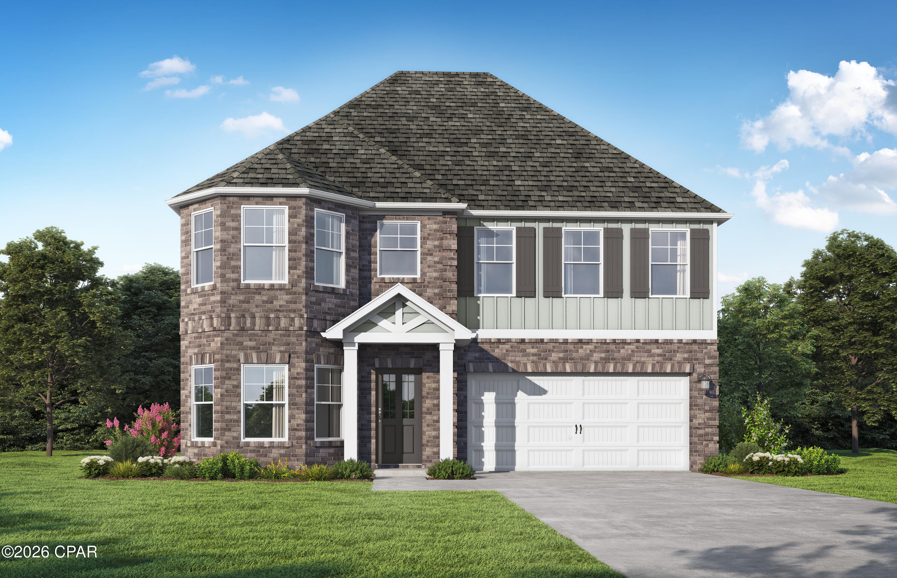 The Bridgestone. The perfect home for entertaining friends and gathering with family. Appetizers on the granite island, big game on the TV, while you don't miss a beat as the social hub of the home flows seamlessly from one space to another. The dining room with its beautifully coffered ceiling opens conveniently to the kitchen. Or step outside right outside the kitchen to your patio and put some food on the grill. Retreat upstairs to your spacious master suite with a trey ceiling. Enjoy the separate tub and shower along with dual sinks in the bathroom. The large multifunctional loft is perfect for a home office or play area for the kids. The three additional bedrooms on this level also feature trey ceilings. One bedroom and full bathroom located on the first floor is great for guests.  Visuals feature a similar home for inspiration. Pricing is the base starting point; final price varies based on selected features.