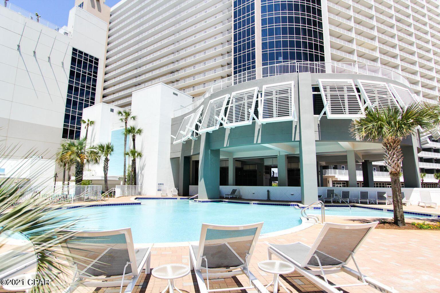Here is your hard to find, renovated 3 bedroom plus bunk room Laketown Wharf Condo!  This condo boasts over 1680 square feet and has new flooring, cabinets, paint, and all furnishings.  The immense openness of this condo will delight all your guests.  It is also close to the north elevators and the 12th floor pool.  The lakeside balcony brings true peace after a day at the beach.