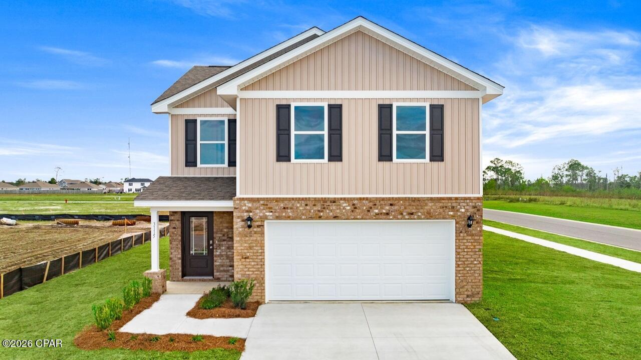 Welcome to the Taylor, a new home floor plan at Hodges Bayou Plantation in Panama City, Florida. The Taylor floor plan is a spacious 2-story 4 bedroom, 2.5 bathroom, with 1,722 square feet and includes a two-car garage. When you walk in, you will notice a spacious open kitchen, dining, and living room design. You will think of endless possibilities for laying out how your furniture will fit in this home. Stainless-steel appliances including a dishwasher, microwave, and stove are included in these homes, as well as beautiful quartz countertops and ivory, soft-close cabinets. A half bathroom is located by the front door for convenient bathroom privacy for visiting guests. EVP flooring is installed throughout the main areas, and soft, comfortable carpet in the bedrooms and stairwell which you notice as you walk upstairs.
 
All of the bedrooms and full bathrooms are located upstairs in this floorplan. The laundry room is also located upstairs making laundry day less treacherous. There are two bedrooms that have large closet spaces and an even larger walk-in closet in the third extra bedroom someone is sure to be happy about. All three spare bedrooms share a full bath with a shower/tub combo. A large double sink vanity is standard in the spare bathroom along with a privacy door separating the sinks with the toilet and shower.
 
The primary suite features ample space for a king-sized bedroom suite. The primary bathroom has a dual quartz sink vanity, with a stand up shower only, no tub and enclosed toilet for extra privacy. The walk-in closet is located within the primary bathroom and has all the space you need to get ready for your day.
 
On the exterior of this home you will notice brick on the front with vinyl siding, dimensional shingles with 30-year warranty and a concrete walkway to the front door. The porch is covered keeping you dry on rainy days. The two-car garage has a steel garage door and leads right into the kitchen and dining area to the back door. Each home in Hodges Bayou Plantation includes a fully sodded lawn to each property line and flower beds at front entry.
 
This home will come equipped with a Home is Connected® smart home technology package including QOLSYS IQ Panel, Skybell Doorbell, Kwikset Smartcode front door lock and DEAKO Smart Switches which allows you to control your home with your smart device while near or away. Our Hodges Bayou community features underground utilities making it less susceptible to damage from severe weather leading to fewer outages and more reliable service. Sidewalks line every street so you can enjoy the unbeatable Florida sunsets and sunrises on your walk to the playground with the kids or the dogs. Whatever room in this house you're in, you will feel right at home! Contact us today to find your home at Hodges Bayou Plantation!