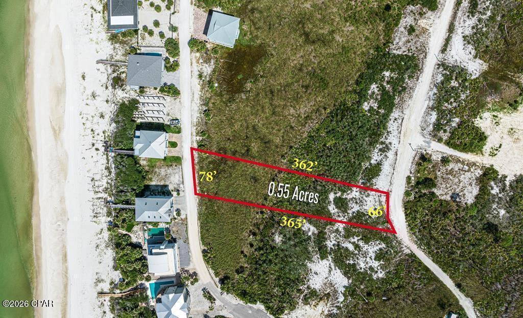 Rare opportunity to own over half an acre in the highly desirable North Cape area, offering the perfect blend of privacy, natural beauty, and coastal living. Architect/Owner to include Architectural Services for the custom design of your new beach house. This exceptional first tier homesite features both Gulf and Bay views along with deeded beach access just a short walk away, making it easy to enjoy morning walks on the sugar-white sand, breathtaking sunsets, and endless days by the water. Bordering the stunning St. Joseph Peninsula State Park, this property places you in the heart of one of Florida's most beautiful and unspoiled coastal destinations. Enjoy direct access to hiking and biking trails, world-class fishing, kayaking in the crystal-clear Bay waters, paddleboarding, birdwatching, shelling, and abundant wildlife right outside your door. Whether you're looking for adventure or total relaxation, this location offers the best of both worlds. A Site Study is available, adding value and helping streamline the planning process for your future build. With ample space for a custom beach retreat, this property provides the ideal setting to create the coastal home you've always envisioned. Experience the peaceful, laid-back charm of the Forgotten Coast while still being conveniently located near local dining, marinas, and outdoor recreation. If you've been searching for a property that combines views, beach access, privacy, and proximity to protected natural beauty, this is truly a one-of-a-kind opportunity in North Cape.
