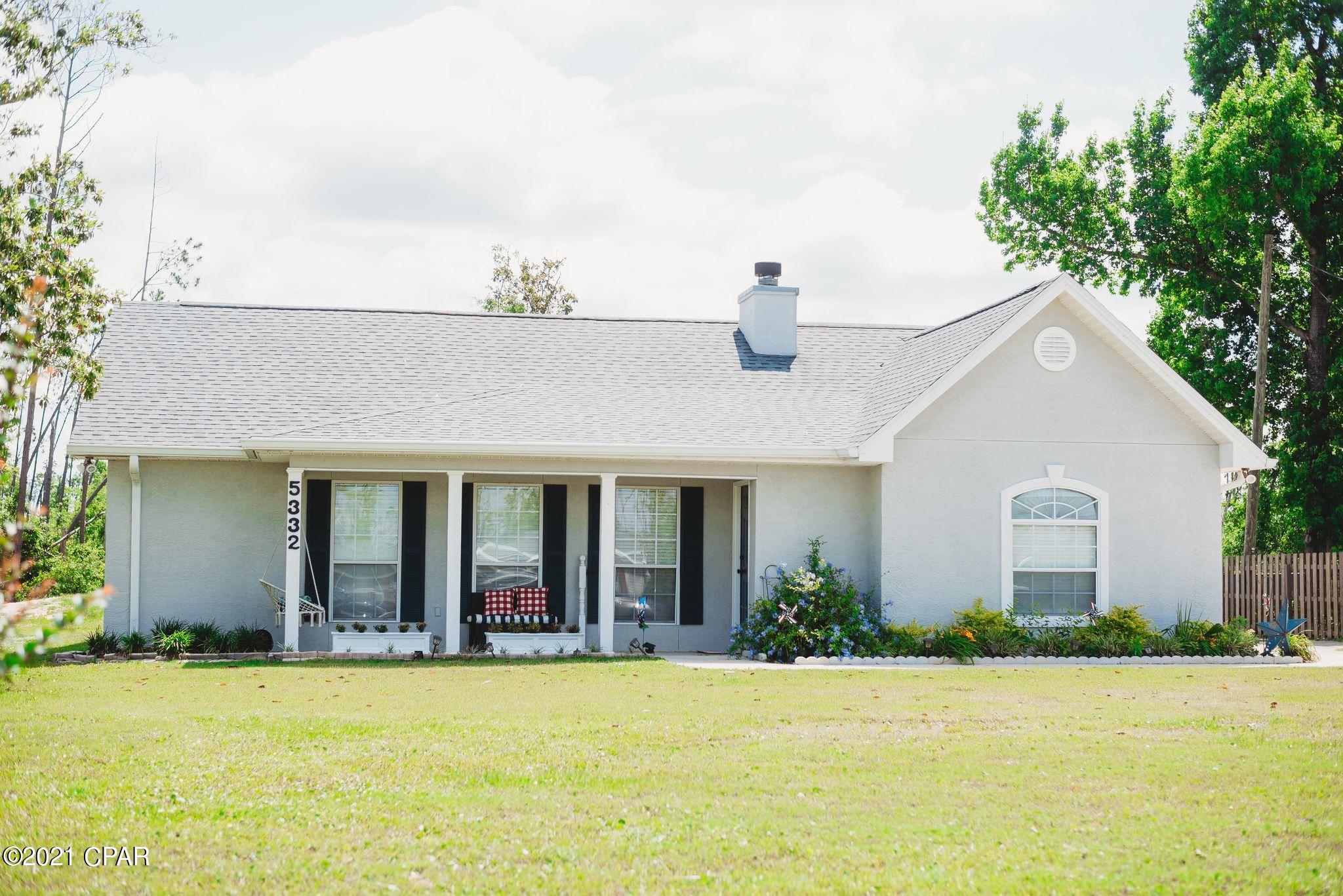 Under Contract- taking backup offers! This beautiful, updated stucco home on a 1/2 acre lot is a perfect place for your family with an open floorplan and split bedrooms! 17' Vaulted ceilings with a fabulous fireplace featuring granite surround and shiplap to the ceiling! Both the dining area and the Master Bedroom have shiplap feature walls! The updated kitchen with SS appliances, granite tops and counter seating is open to the family area with frenchdoors that lead to a spacious rear gathering area with room for covered or uncovered relaxation and BBQ's.  The MBath features a dual vanity and a spacious Master has a nice size walkin closet. Well & septic mean no high water/sewer bills!  Nice landscaped yard w/plenty of room for kids to play! Don't miss it