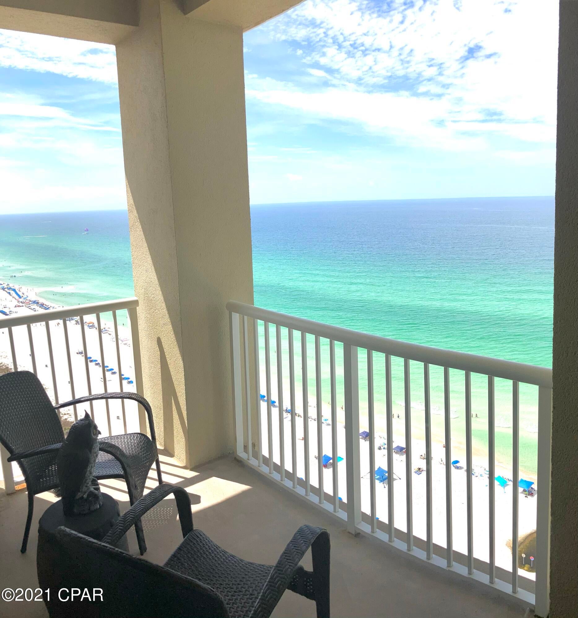'CURRENTLY UNDER CONTRACT, SELLER ACCEPTING BACKUP OFFERS' 

What a view, Up and Down the Beach

'3BR corner luxury condominium  on the east side of Tower I. This incredible  decorated 20th floor condo features spectacular views of the Gulf and Panama City Beach from almost every room. And, it is one of only 2 corner units with an additional 21 sq. ft. dining room alcove, which  opens up the room and provides spectacular beach views. This is not your typical ''cookie cutter'' condominium! It features 3 full bedrooms plus a bunk area (expandable to queen bunks), master suite with garden tub and separate shower (both with upgraded tile), kitchen with stainless appliances, beautiful furnishings, and huge oversized balcony. HVAC + Stove Replaced 2017! The Grand Panama Resort is one PCB's BEST