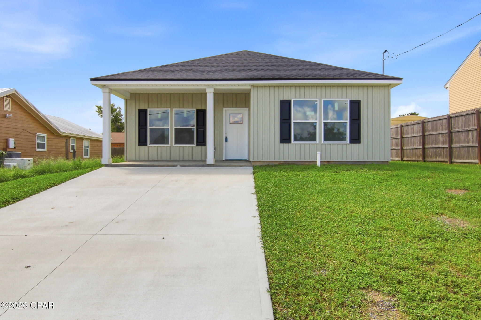 Welcome home to this brand-new construction in the desirable Shadow Bay Subdivision of Callaway! Offering 3 bedrooms, 2 bathrooms, and 1,425 square feet, this thoughtfully designed home combines modern finishes with an open, functional floor plan perfect for everyday living.

Step inside to discover 9-foot ceilings, beautiful luxury vinyl plank flooring throughout the main living areas, abundant natural light, and a spacious open-concept living room that flows seamlessly into the kitchen. The kitchen features white shaker cabinetry, granite countertops, stainless steel appliances, a center island with additional storage, and ample cabinet space, making it ideal for both entertaining and daily life.

The spacious primary suite offers privacy and comfort with an en-suite bath and generous closet space. Two additional bedrooms provide flexibility for family, guests, or a home office.

Outside, enjoy the convenience of an enclosed storage shed that provides extra space for lawn equipment, tools, or hobbies.

Conveniently located near Tyndall Air Force Base, shopping, restaurants, and schools, and just a short drive to Panama City's beautiful beaches.