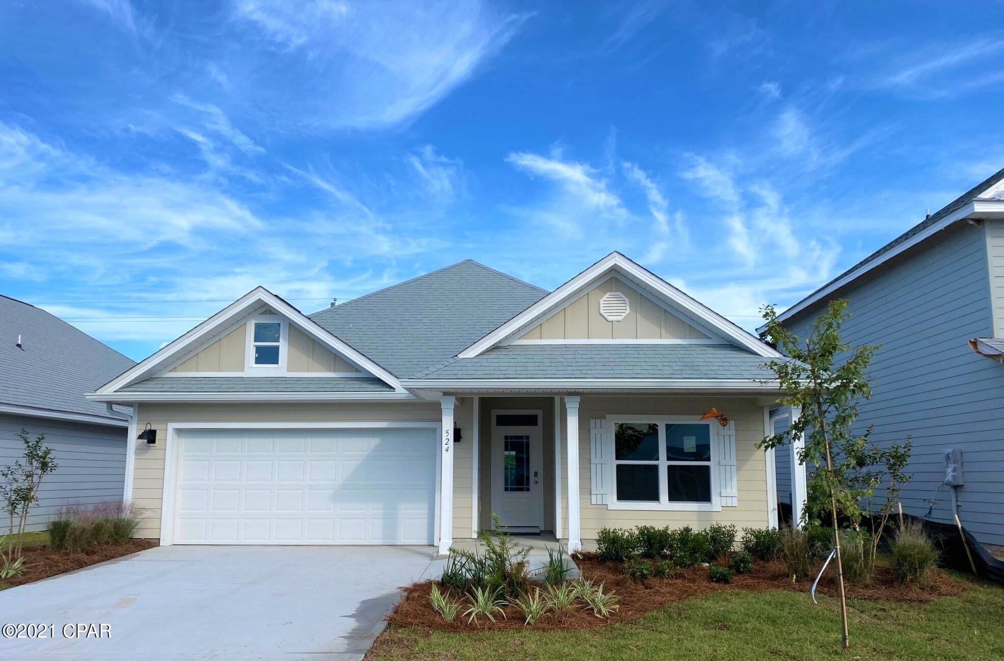 Welcome to Emerald Cove! This is a new subdivision on the East side of Panama City Beach. Just minutes to the Navy Base and a short drive to beach access. This Lamar floorplan has 3 bedrooms, 2 baths and a two car garage. LVP flooring is throughout the common areas of the home with frieze carpet in all bedroom. Stainless steel

appliances include a smooth top stove, dishwasher and microwave. Designer lighting package and recessed lighting per plan, granite counter tops in kitchen and bathrooms, Kinetico water filtration in kitchen and a standard Smart Home package that includes, KwikSet Keyless Entry, an Echo Dot Device and Qolsys Touch Panel which

can be integrated to control your lighting, thermostat, and even secure your home. Pictures may be of similar, but not necessarily of subject property, including exterior and interior colors.

This home is being constructed with the Zip Sheathing system, providing greater protection than a traditional housewrap from damages due to wind, rain, and extreme weather.