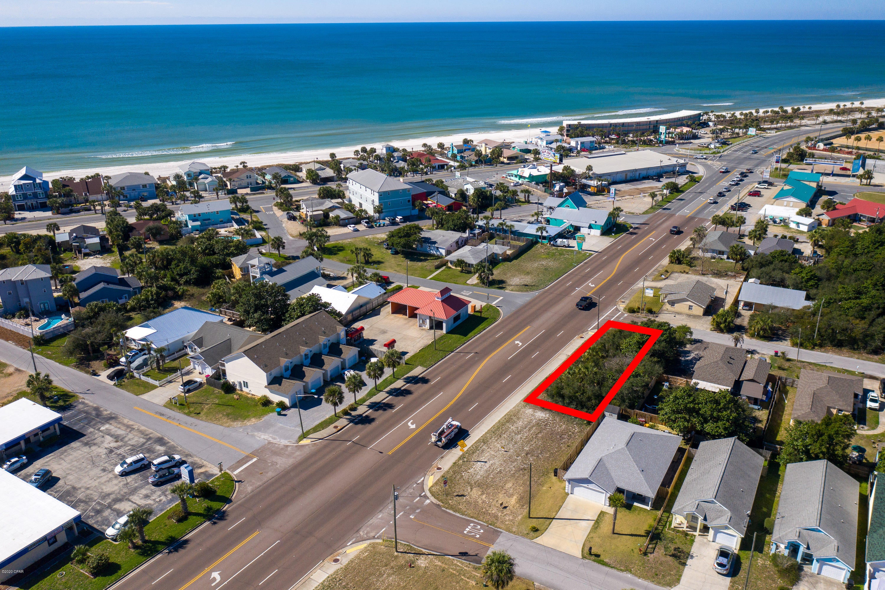 The seller will consider owner financing! Beautiful lot cornering Middle Beach Rd! Very close to the beautiful, white sands of PCB! Great opportunity to build and be able to walk to the beach! Walking distance to many restaurants and stores! Pier Park is just a short drive away! The lot is approx. .15 of and acre, 60 x 110 estimated. The lot beside it is also for sale. Call for details. Please verify all information and measurements.