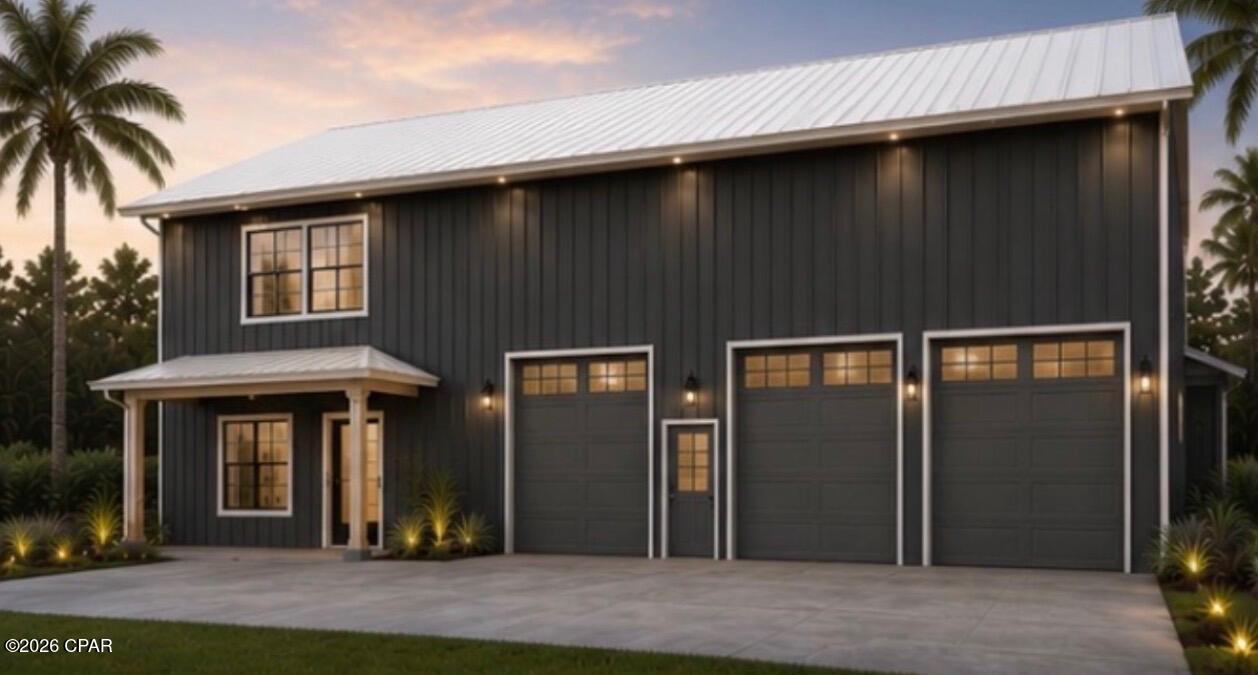 Bring the boat, the cars, the golf cart, the jet skis, the motorcycles! There is room for it all! This to-be-built Barndominium is designed for the buyer who wants a beautiful home without sacrificing serious space for all the fun stuff.

With an impressive three-bay garage under the same roof as the living quarters, this property is equal parts modern coastal retreat and grown-up playground. Inside, the open-concept living and kitchen area is made for entertaining, featuring a generous center island, plenty of gathering space, and a warm contemporary coastal feel. Upstairs, the private owner's suite creates a peaceful retreat away from the action below.

And the possibilities don't stop at the Barndo. The spacious lot provides room to potentially add a separate dwelling, perfect for extended family, a guest house, or an additional investment opportunity.

Store the boat inside. Protect the vehicles. Create the ultimate workshop. Come home from the water, throw open the doors, invite your friends over, and enjoy a property built around the way you actually want to live.

Perfectly positioned for the ultimate coastal lifestyle, enjoy a short drive to multiple boat launches for effortless days on the water, the sugar white sand beaches and emerald waters of the Gulf, and convenient access to dining shopping, entertainment, and endless outdoor recreation

Modern coastal style. Massive garage. Room for all the toys. Space to grow. Absolutely nothing boring about it. Welcome to Barndo life!