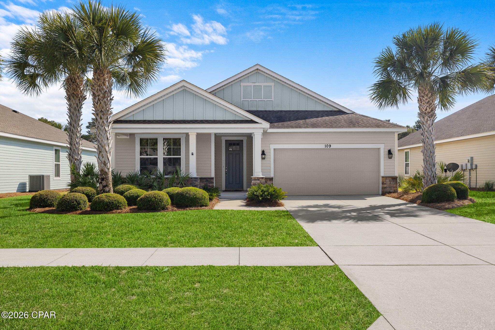Experience low-maintenance coastal living in this 3BR/2BA home in Whisper Dunes, located just a half-mile from dedicated beach access. Whisper Dunes remains one of the West End's most desirable primary-residence communities, known for its pet-friendly atmosphere, consistent upkeep, and HOA-covered lawn care that simplifies everyday living.

Designed with both durability and comfort in mind, this home features 2x6 construction, Hardie board siding, 6-inch exterior walls, and a 30-year architectural shingle rated for 130 mph winds -- details that matter in today's insurance and long-term ownership landscape. A 5-star energy rating, high-efficiency Low E2 windows, and a 14-SEER heat pump further enhance efficiency and livability.

Inside, the open floor plan offers large designer tile throughout, 8-foot doors with craftsman-style trim, and abundant natural light from oversized windows. The kitchen is thoughtfully appointed with stainless appliances, granite countertops, under-cabinet lighting, and generous storage -- creating a functional gathering space that connects seamlessly to the main living area.

The primary suite features tray ceilings and an ensuite bath with double vanities and matching granite surfaces. Two additional bedrooms and a full bath provide flexibility for guests, home office needs, or family living.

French doors open to a covered porch with a remote-controlled electric screen, extending your living space outdoors. The fenced backyard offers privacy for pets or entertaining, while the garage includes a newly epoxy-coated floor completed in 2025 for a clean, durable finish.

Residents of Whisper Dunes enjoy a community pool, cabana, landscaped walking paths, and sidewalks throughout the neighborhood -- all just minutes from Pier Park, 30A, Camp Helen State Park, Lake Powell, and the conveniences of Publix, ALDI, and local dining.

For buyers seeking a well-built, low-maintenance home near the beach within a primarily full-time residential setting, this Whisper Dunes property represents a strong opportunity on Panama City Beach's West End.