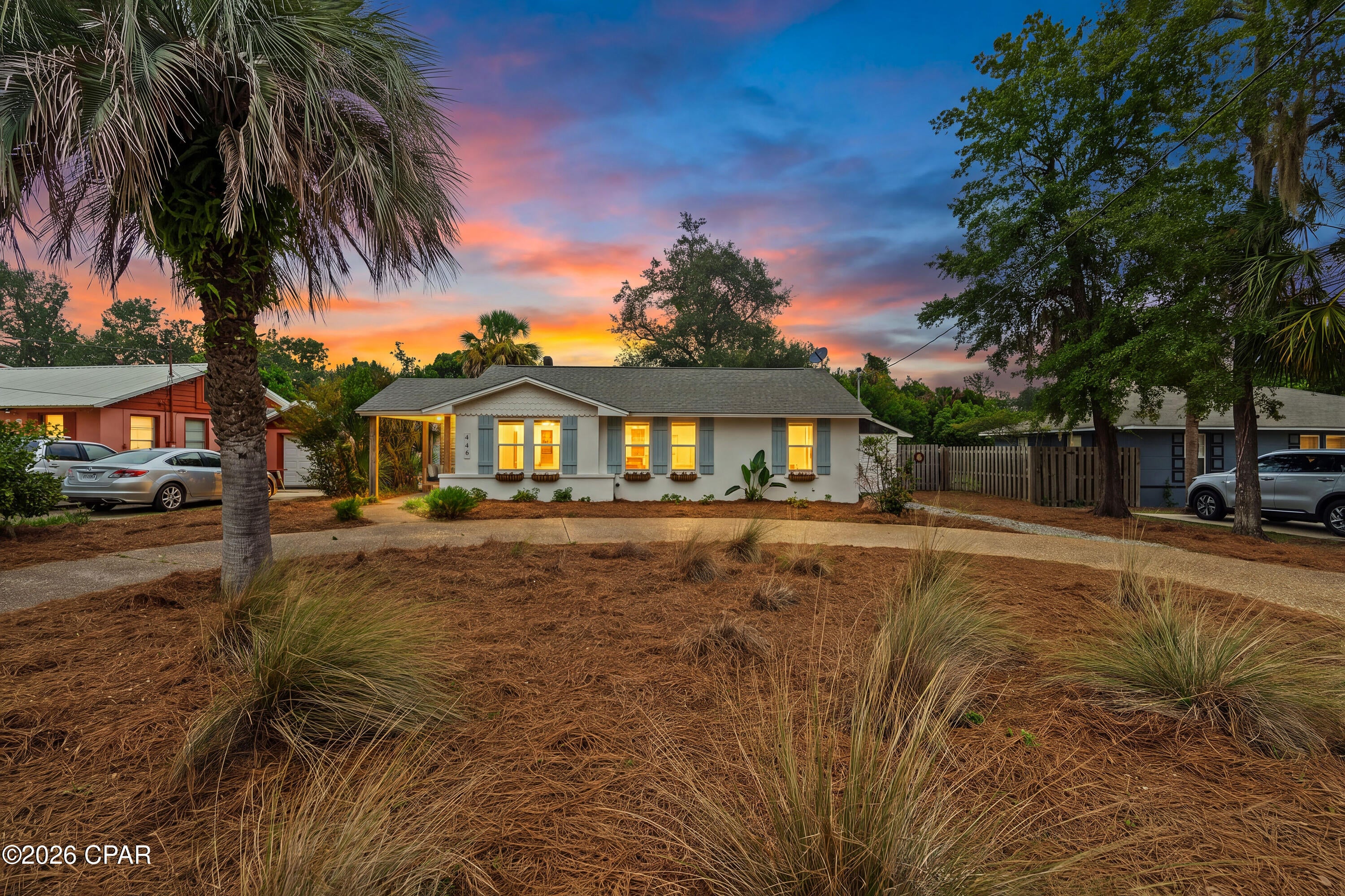 Welcome to 446 S Macarthur Avenue, where life in The Cove is all about charming streets, golf cart rides, neighborhood walks, and being just minutes from Downtown Panama City, the bay, parks, dining, and everything that makes this community so special.

This inviting home offers approximately 1,632 square feet of comfortable living space with thoughtful updates including new flooring, electrical improvements, a new refrigerator, new dishwasher, and security system.

Out back, enjoy the laid-back Cove lifestyle under the covered patio pergola with power available in the backyard, plus a storage shed for extra convenience. Whether you are grilling, entertaining friends, or winding down after a day on the water, the outdoor space gives you plenty of room to enjoy home.

The washer and dryer, primary bedroom TV, dining room curtains, covered patio pergola, and wine racks installed at the back bar convey with the sale. Wine glasses do not convey. Staging furniture and most décor are excluded, although select furnishings may be negotiable separately.

Looking for even more flexibility? Plans are available for a potential garage conversion into a primary suite, giving the next owner an opportunity to further customize the home. Buyer to independently verify feasibility, permits, zoning, costs, approvals, and all requirements associated with any future modifications.

Come experience the charm, convenience, and easygoing lifestyle that makes The Cove one of Panama City's most loved neighborhoods.