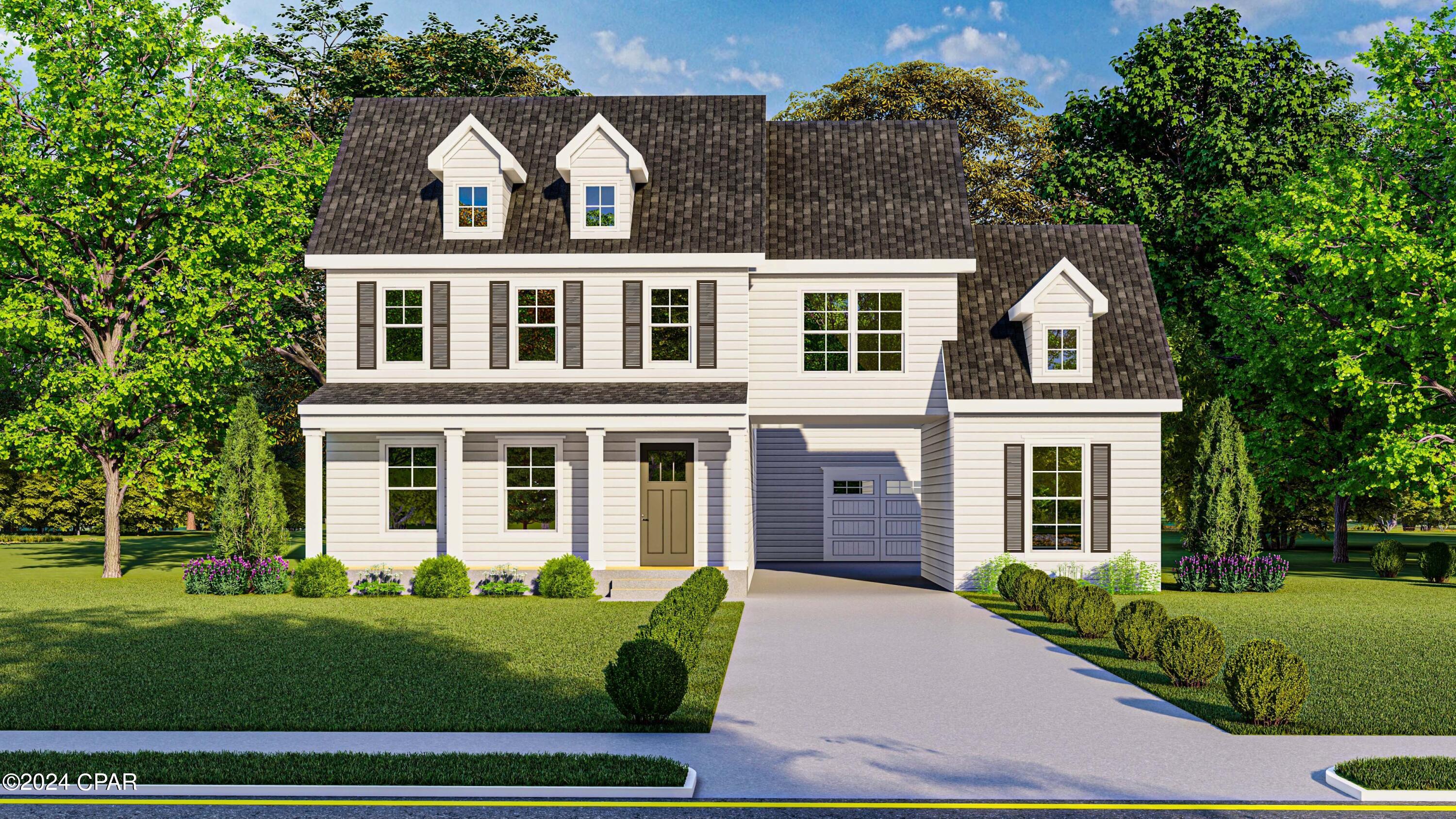 The Hutchinson Plan by Harris Doyle Homes is situated in the newest phase of the popular community, Breakfast Point East. In addition to the four large bedrooms, there is a study, loft and mudroom. The covered front porch flanks a porte-cochere that enters into a spacious motor court. A third and separate garage bay has the flexibility to become a finished space for a home gym, tailgating room or whatever you can imagine! The main-level primary suite features a tile-to-ceiling walk-in shower and large walk-in closet. The island kitchen includes stone countertops, decorative tile backsplash and options for a chef's kitchen. Nestled in the heart of Panama City Beach, Breakfast Point East is one of the area's most desirable master-planned communities, offering a unique blend of modern convenience, top-rated schools, and laid-back Florida charm. This pedestrian-friendly neighborhood includes winding sidewalks, community parks, and preserved green spaces, encouraging a healthy and connected lifestyle.