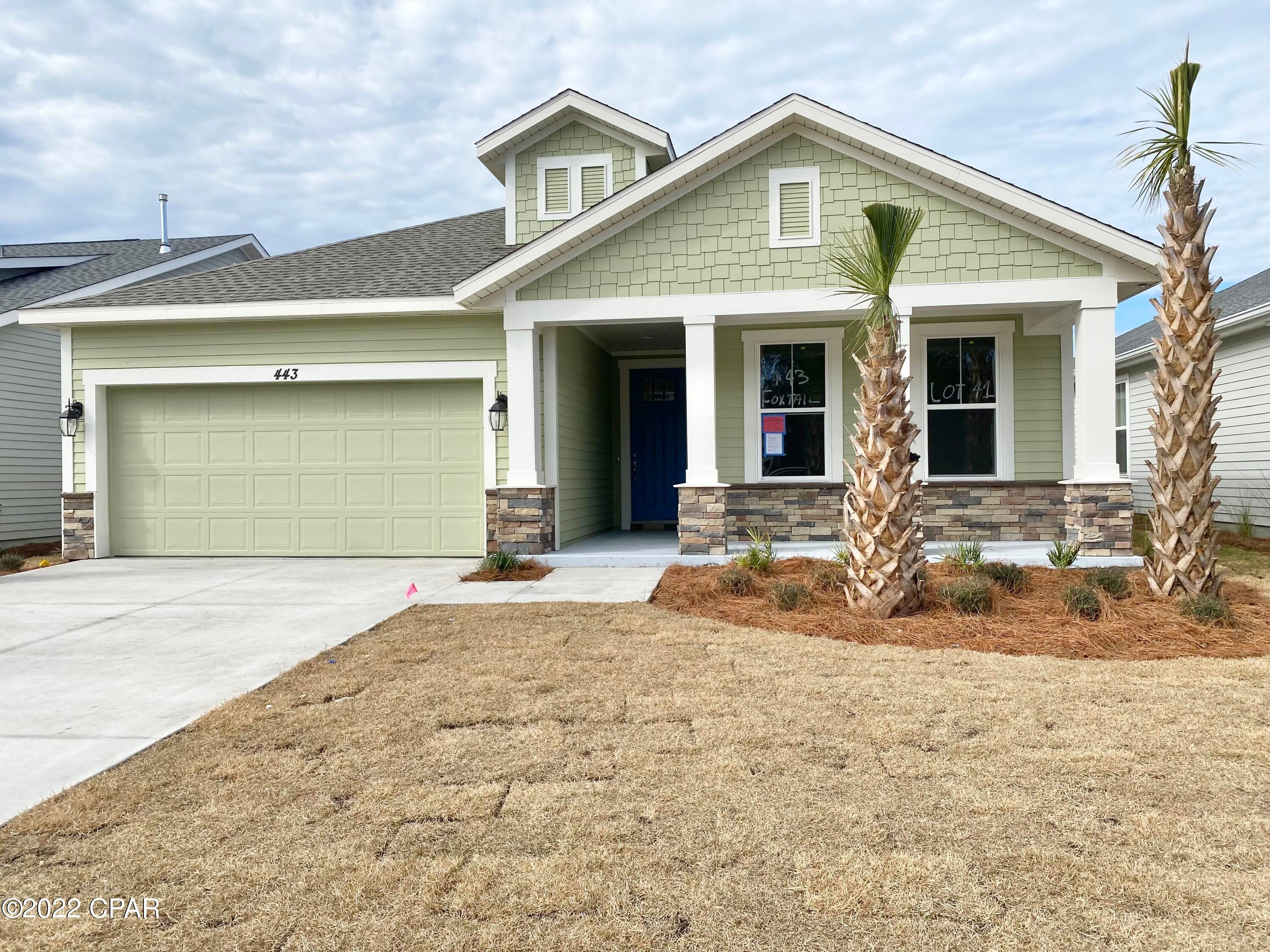 Entered for comp purposes only. The Sand Dune Craftsman elevation floor plan features 1946 sq ft and a 2-car garage.  All interior features have 9 and 10 foot ceilings, tile and carpeted floors, granite countertops, a gas stove, microwave, dishwasher and garbage disposal.  The kitchen highlights a spacious kitchen island with beautiful granite countertops. All builds are above hurricane code with 2'x6' exterior wall framing, hurricane tie down rod and anchor system, architectural shingles and higher insulation ratings. Breakfast Point is just minutes from the beach and shopping. Please visit the model home located at 206 Basin Bayou Drive for more information! Excellent opportunity to be in the hottest community on the beach!