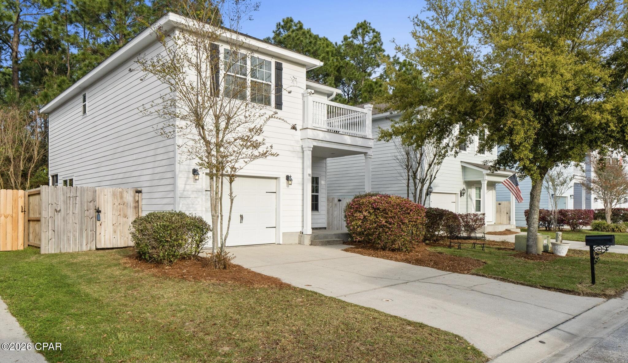 UNDER CONTRACT - 72 HR KICK-OUT CLAUSE Coastal cottage charm meets everyday functionality in this well-maintained home in Mosaic Oaks, ideally located in Santa Rosa Beach. Offering 3 bedrooms and 2.5 baths, the layout features an open main living area with all bedrooms upstairs, including a primary suite with private balcony, walk-in closet, and spacious bath with dual vanities, soaking tub, and separate shower. Recent upgrades include a new HVAC (2025), new range, microwave, and dishwasher (2026), fresh interior paint (2026), new sod (2026), new LVP flooring upstairs (2022), and fencing (2022). Situated on an exterior lot, this home offers a private backyard backing to a natural wooded backdrop, complete with a fenced yard and screened porch for relaxed outdoor living. A one-car garage and no-carpet interior add everyday convenience. Enjoy the best of coastal living from Bay to Beach -- just minutes to bay access, parks, and approximately 10 minutes to 30A, Ed Walline Beach Access, and dining and shopping at Gulf Place.