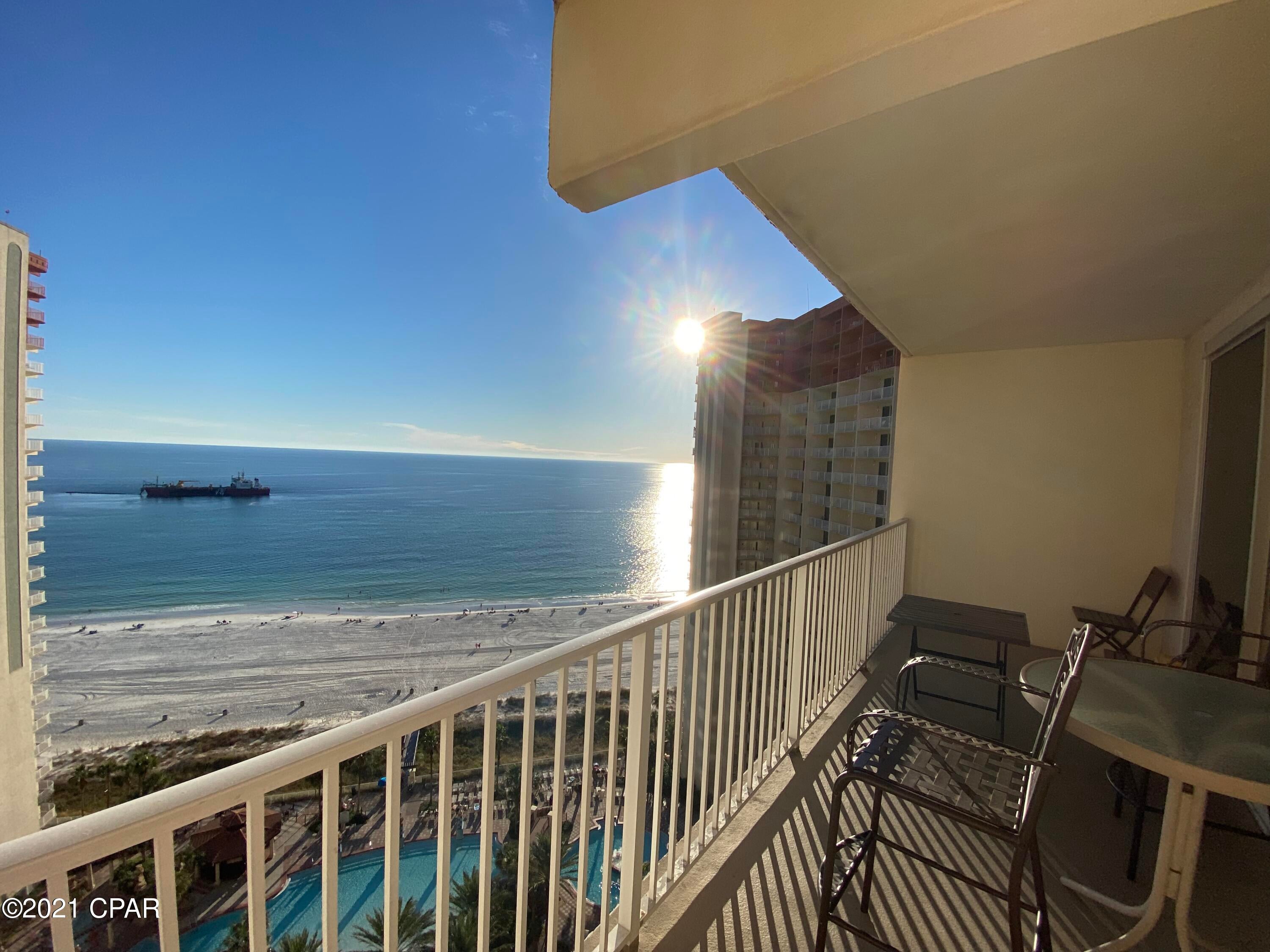 This unit is the lowest price 2 bedroom unit at Shores of Panama with large income potential. There is a large Gulf Front facing Master Bedroom with a double balcony. This unit has a new HVAC and newer water heater with a reserved parking spot. The resort has a lagoon style pool,Gulf front bar & snack shack, gym, doughnut/coffee/ice cream shop with a beautiful renovated lobby. Don't miss an opportunity to own a two bedroom at the most beautiful beach resort in Florida.