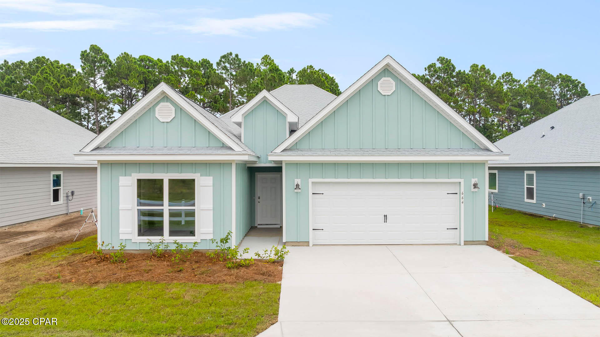 New home under construction in Port St Joe. Located at 664 Norris Drive. This homesite will feature the Kennedy floor plan which has 5 bedrooms, 3 full bathrooms and a 2-car garage. Inside you will find EVP flooring throughout, quartz countertops, and a center island in kitchen with beautiful white cabinetry. This kitchen is outfitted with a standard appliance package including stainless smooth top stove, microwave and dishwasher. This floor plan has a formal dining room and features the primary bedroom off the back of the home. The primary bedroom offers a full ensuite with separate shower and large soak tub. This amazing floor plan has a full laundry room that is perfectly sized as a place for additional shelving and storage. If you are looking for the perfect home that is close to all that Port St. Joe has to offer, look no further. Port St Joe Highschool is a short drive away, as well as historical downtown Port St. Joe. If you enjoy water recreation, you will find a public boat launch at Frank Pate Park less than 4 miles away. Homes are subject to prior sale or rent. Home and community information, association fees (if any), included features, terms, availability and amenities, are subject to change at any time without notice or obligation. Drawings, pictures, photographs, videos, square footages, floor plans, elevations, features, colors and sizes are for illustration purposes only and will vary from the homes as built. Landscaping and furnishings may be decorator items not included in the purchase price and may not be available.