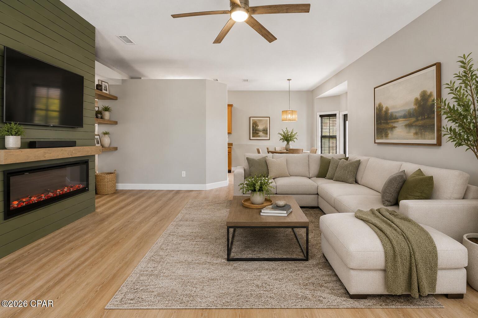 CURRENTLY UNDER CONTRACT, SELLER WILL CONSIDER BACKUP OFFERS

The saying goes...'' Life Is Better At The Beach''. With this charming 3 bedroom/ 2 Bath home how could it be anything but. High ceilings in the family room open up this area allowing sunlight to come in & brighten up the space. This home has a comfortable and functional lay out with many special touches throughout including a gorgeous electric fireplace. A 2-car garage for your cars, golf cart and beach toys. The Beach is only 1.5 miles away & there are plenty of stops you can make on the way for shopping, entertainment & dining. The outdoor area of this home feels like a private sanctuary and offers a lot of flexibility for entertainment. A secondary outbuilding/workshop that measures 11x23 allows for infinite possibilities for use. There is also a shed for storage and if you fancy a new hobby there is even a chicken coop! 🐔 BYOC (Bring your own chickens :) ). The price of this home makes beach living very affordable. No HOA, so no extra fees. The roof is only 8 years old, the air conditioning system was replaced in 2021, and the hot water heater was installed in 2017.
Location, Layout, Charm & Price makes this home a winner!