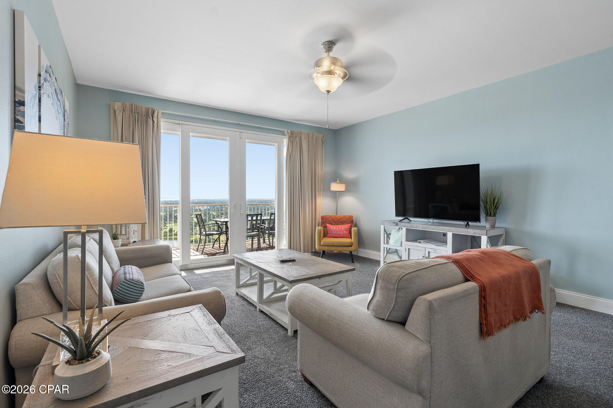 Welcome to Laketown Wharf! This beautifully furnished 2-bedroom + bunk room, 2-bath condo is located on the 19th floor and offers over 1,260 square feet of spacious living. Enjoy an oversized private balcony overlooking the resort's lake, boardwalk, pools, and nightly fountain show, with Gulf views from the front bedrooms. Recent updates include new carpet, fresh paint, and newer kitchen appliances. Laketown Wharf offers resort-style amenities including multiple pools, hot tubs, fitness center, restaurants, beach access just across the street, and entertainment for the whole family. Whether you're looking for a primary residence, vacation getaway, or income-producing investment, this turnkey condo is ready to enjoy!