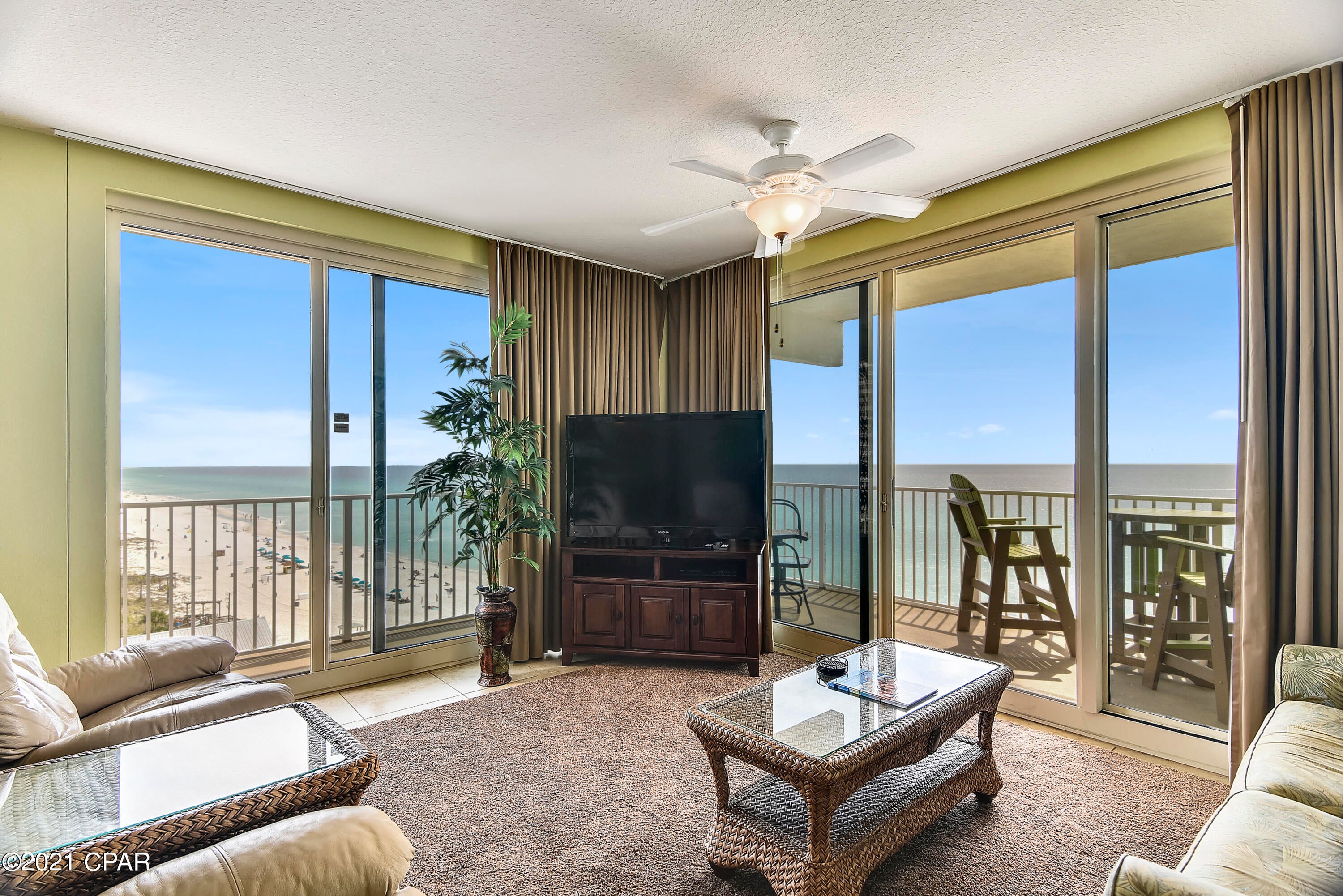CURRENTLY UNDER CONTRACT, SELLER ACCEPTING BACKUP OFFERS) Prepare to be amazed! This magnificent corner unit is located on the 8th floor of the Luxurious Shores of Panama Resort. Comes with dedicated parking space on the 8th level.  The richly decorated interior combines beautiful high end furnishings and tropic accents for a sophisticated island décor. This open concept floor plan includes a fully equipped kitchen with every necessity and spacious dining areas. Your private furnished balcony offers a breathtaking view of the Emerald Coast while overlooking the lagoon style pool and courtyard. This magnificent corner unit will comfortably accommodate 8 guests. Condo Features:

- Furnished Private Balcony
- Living Area with Sleeper Sofa, Flat Screen Television and Balcony Access
- Master Bedroom with King Sized Bed and Flat Screen Television 
- Master Bathroom with Bathtub / Shower Combination 
- 2nd Bedroom with King Sized Bed, Flat Screen Television and Secluded Access to 2nd Bathroom
- 2nd Bathroom with Bathtub / Shower Combination 
- 3rd Bedroom with 2 Twin Sized Beds and Flat Screen Television
- 3rd Bathroom with Bathtub / Shower Combination 
- Washer and Dryer
 
The Shores of Panama Resort holds the distinction of being one of the most popular destinations on Panama City Beach. Every amenity you can dream of is within easy reach at this distinctive resort; from the Tiki Bars to the Shores of Panama Spa, there is something for everyone. This resort features unsurpassed amenities, facilities and an incredible location. Perfectly situated at the corner of South Thomas Drive and Front Beach Road, discover several outstanding restaurants and plenty of family friendly attractions, all within walking distance! 

Resort Amenities: 

- Private Beach Access
- Gorgeous Lagoon Style Gulf Side Swimming Pool with Fountains 
- 2 Tiki Bars
- Large Pool Deck with Recreational Features 
- Gulf Side Hot Tub
- Large Heated Indoor Swimming Pool and Hot Tub
- Health Center with Fitness Equipment
- Covered On-Site Parking Deck

**Age, dimensions and square footage are approximate. Buyer should verify if important.**
