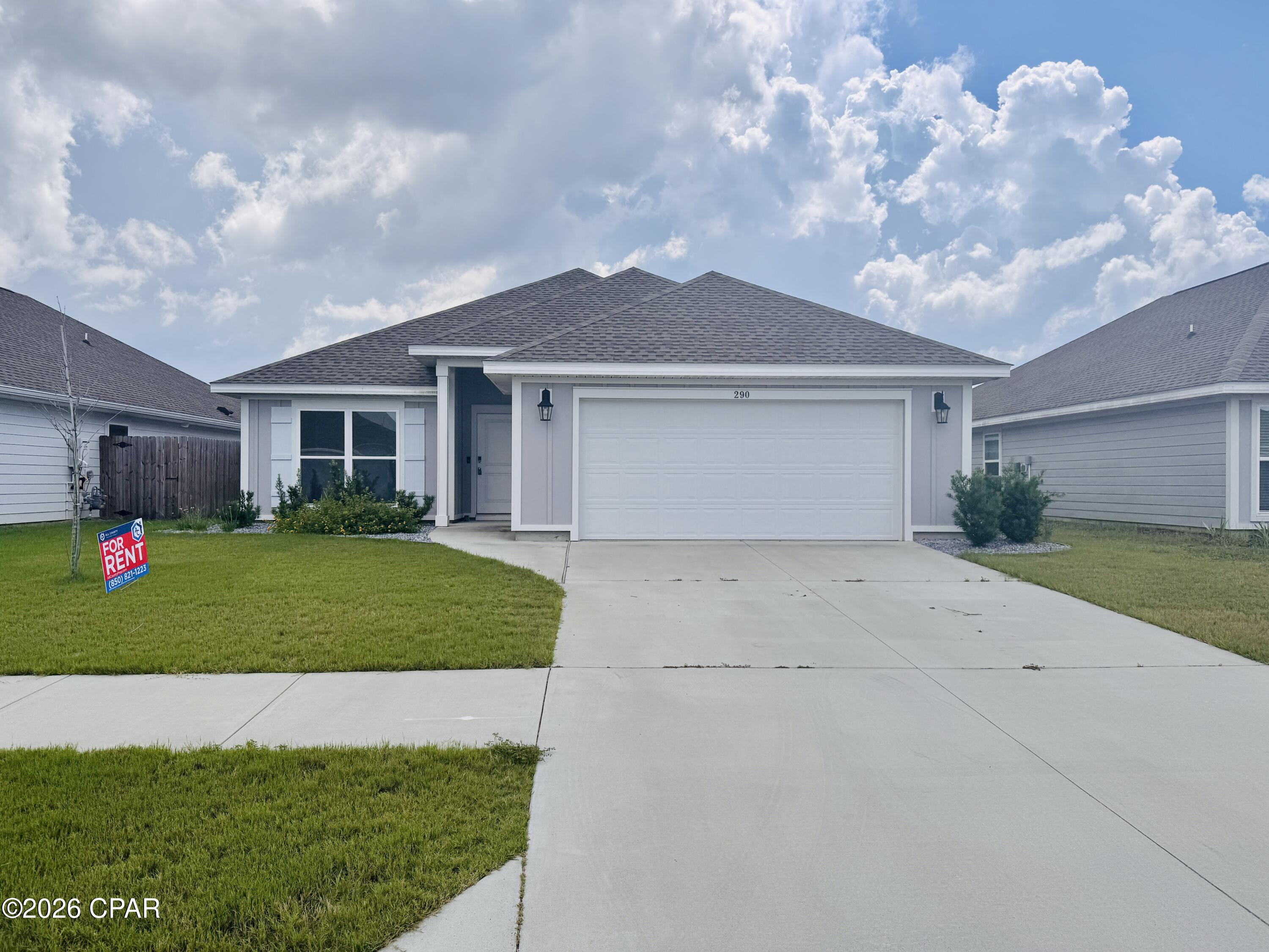 Spacious 3-Bedroom Home with Community Pool, Fenced Yard & Two-Car Garage

Welcome to 290 Bayou Bend Lane, a spacious 3-bedroom, 2-bathroom home offering approximately 1,848 square feet of comfortable living space in the desirable Park Place community of Callaway.

The bright, open-concept floor plan creates an inviting space for everyday living and entertaining. The kitchen features white cabinetry, generous counter space, a large island with seating, stainless steel appliances, and an impressive walk-in pantry. The kitchen flows seamlessly into the expansive living and dining areas, where large windows provide plenty of natural light.

The spacious primary suite includes a tray ceiling, ceiling fan, and a large walk-in closet with built-in storage. Two additional bedrooms provide flexible space for sleeping, working from home, or hobbies. Durable wood-look flooring extends throughout the main living areas for easy maintenance and a clean, modern appearance.

Additional features include:

* Community swimming pool
* Washer and dryer included
* Stainless steel kitchen appliances
* Large kitchen island and walk-in pantry
* Spacious open living and dining area
* Primary suite with tray ceiling and walk-in closet
* Ceiling fans and recessed lighting
* Two-car garage with overhead storage
* Covered back patio
* Fully fenced backyard
* Convenient access to nearby parks, recreation, shopping, dining, fishing, and boating opportunities

Park Place is a thoughtfully planned community close to many of Callaway's local amenities and recreational venues. This beautiful home is available now and ready for its next resident.

Monthly rent: $2,175
Bedrooms: 3
Bathrooms: 2
Square footage: Approximately 1,848
Address: 290 Bayou Bend Lane, Panama City, FL 32404