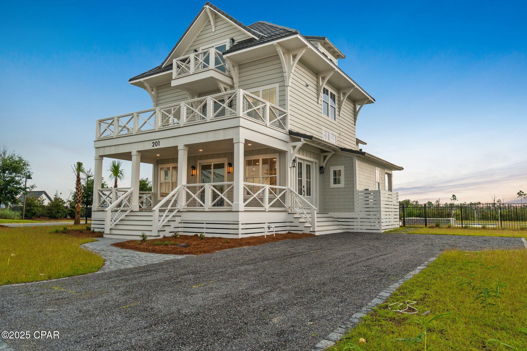 New Construction Water View home located in the new gulf front subdivision Sugar Sands in the coastal town of Mexico Beach offering gulf front pool, clubhouse and boardwalk. This 5 bedroom 4.5 bath home offers awesome views of the gulf and has its own pool with spa.  Interior ecompasses 4000 Sq Ft with large custom kitchen, island and wet bar with wine fridge.  Downstairs master bedroom has private porch and its own laundry.  Take the elevator to the second master suite and the two balconies with views of the gulf.  All the extras are included.  Check out the pictures and all of the specs.  All information provided is to be verified by the buyer.