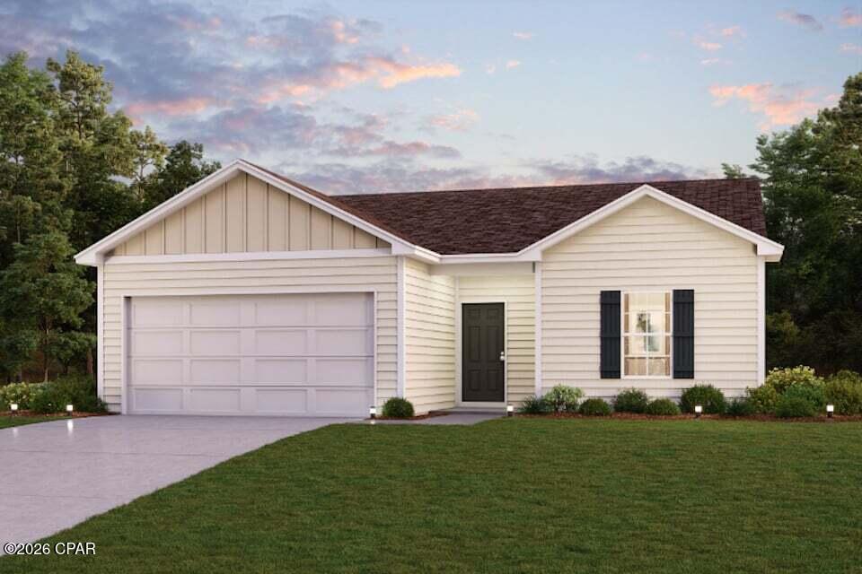 Welcome to your dream home in the Sunny Hills Classic Community! The Abernathy Plan offers a seamless open-concept design that integrates Living, Dining, and Kitchen areas--perfect for hosting guests or relaxing in comfort. Enjoy energy-efficient Low-E insulated windows throughout. The gourmet Kitchen boasts beautiful cabinetry, quartz countertops, and Stainless Steel Appliances. The serene primary suite offers a private bath with dual vanities and a walk-in closet. The home boasts two additional bedrooms. A 2-car garage adds convenience, while energy-efficient Low-E insulated dual-pane windows and a 1-year limited home warranty provide added peace of mind. 
Located just off Hwy. 77, 30 miles north of Panama City and 12 miles South of Interstate 10, Sunny Hills is the perfect place to call home! Sunny Hills is the largest platted subdivision in Northwest Florida and has nearly 4000 acres of green belts and natural preserves, multiple lakes with swimming and boat launch areas, and an 18 hole golf course.
Ask sales counselor about new enhanced kitchen cabinet features and updated farmhouse style trim package!