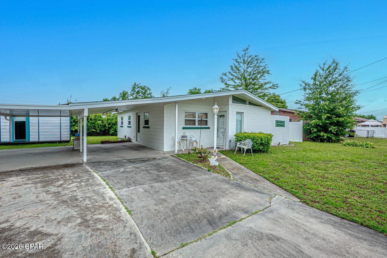 This 3 bedroom 1 full bath home  is priced to be sold quickly.   Perfect opportunity for a 1st time home buyer, or investment rental property.  Charming & centrally located  within 15 minutes of Tyndall Air Force Base and less than 30 min from the sugar-white sands of Panama City Beach or Mexico Beach. Home is close to schools, Walmart and restaurants. Home offers a good size kitchen with plenty of cabinetry, ample living room and 3 bedrooms with  closets.  You also have a laundry room inside the home.   The exterior offers a partial  fenced backyard with a attached carport for two cars and storage shed.  Neighborhood is extremely quiet and homes are well kept up.  Buyer and Buyer's agent to verify all information and measurements.