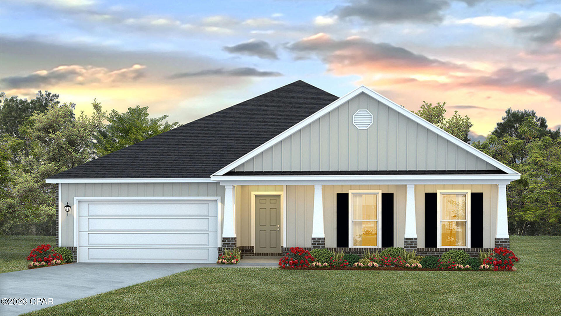 The Victoria is a large open floor plan that is a great addition to our Tradition Series homes at Hodges Bayou. The Victoria is a 4-bedroom, 2.5-bathroom, 2 car garage home that has 2,275 square feet and many features. It is a popular floorplan built at many of our communities here in the sunny Panama City, Florida. As you approach the Victoria floor plan, you will notice the large covered front porch that faces a community pond, relax, enjoy your coffee in the morning with a beautiful view. Hardie Board siding that covers all sides of the house. There is also a covered back patio that has plenty of room for patio furniture to enjoy your friends and family.

On the inside of the Victoria, you'll notice the sunlight that radiates throughout the home from the many windows and the EVP flooring throughout the main areas of the home. Each bedroom has plush carpet floors and closets with ventilated shelving. The large open living room has tray ceilings and a ceiling fan and opens to the kitchen and dining area. The kitchen and full bathrooms have beautiful white cabinets and elegant white quartz countertops. The primary bathroom features a double vanity and a separate tub and a shower with glass doors next to a walk-in closet, saving you space in the main bedroom. The guest bathroom also features a double vanity and plenty of cabinet space.

Appreciate the convenience of a Smart Home technology package, featuring keyless entry and an intuitive control panel for your thermostat, lighting, and security systems. The exterior of this home features a Hardie board siding and is uniquely engineered to stand up to the harshest elements from wind, rain, fire, freezing temperatures, and hail on the exterior of this home. Dimensional shingles with 30-year warranty. A landscaped front flower bed at entry way and fully sodded yard. Our Hodges Bayou community features underground utilities making it less susceptible to damage from severe weather leading to fewer outages and more reliable service. Embrace the lifestyle you deserve where every detail is curated for your ultimate enjoyment.

Come and see for yourself why the Victoria is a popular floor plan for new home buyers. To see this floor plan at Hodges Bayou, stop by our model home today or schedule an appointment online.