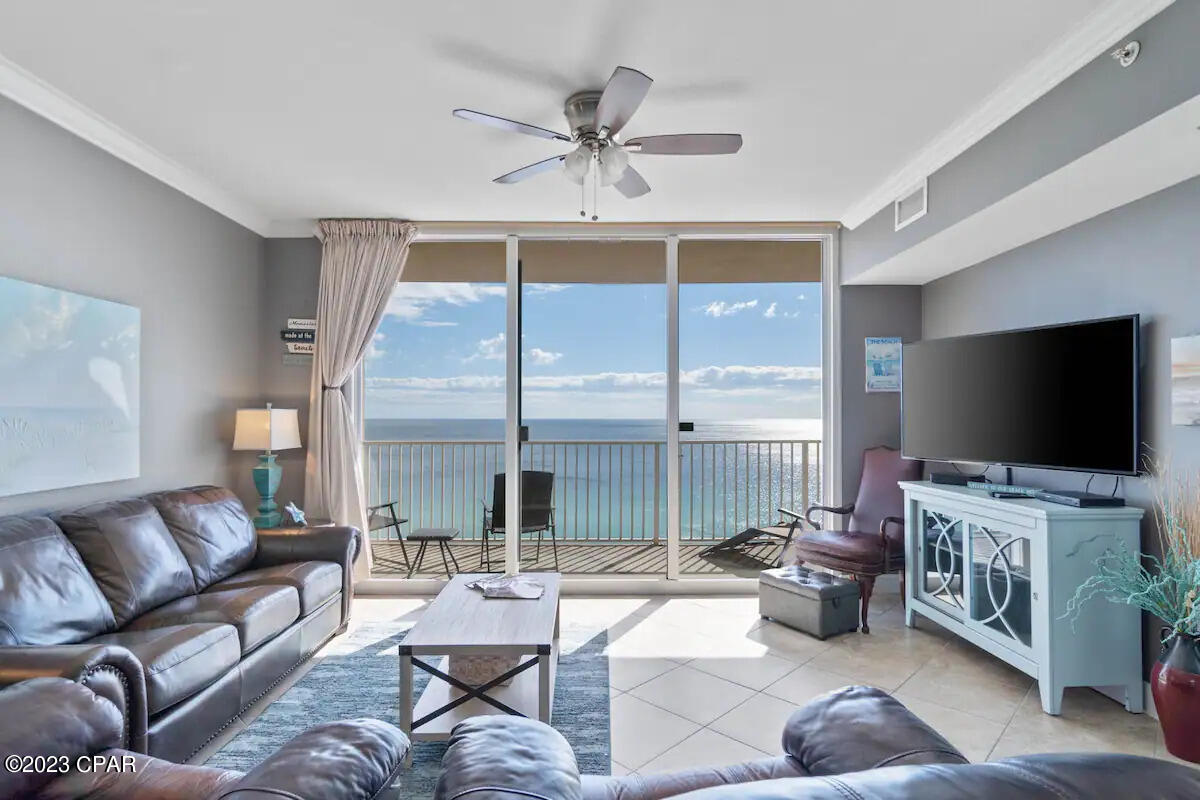 Direct Gulf Front in Tidewater Beach Resort. Wake up to the water in Unit 1409, where the master suite sits oceanside with unobstructed Gulf views. This 1BR/2BA plus bunk layout is built for a couple or small family: the primary bedroom faces the Gulf, a second full bath keeps mornings easy, and the bunk area gives kids or extra guests their own space. Tidewater's resort amenities -- multiple pools, hot tubs, a fitness center, and direct beach access -- make this a turnkey vacation rental or full-time coastal retreat. Located on Front Beach Road in the heart of Panama City Beach, minutes from all of the dining and shopping options at Pier Park.