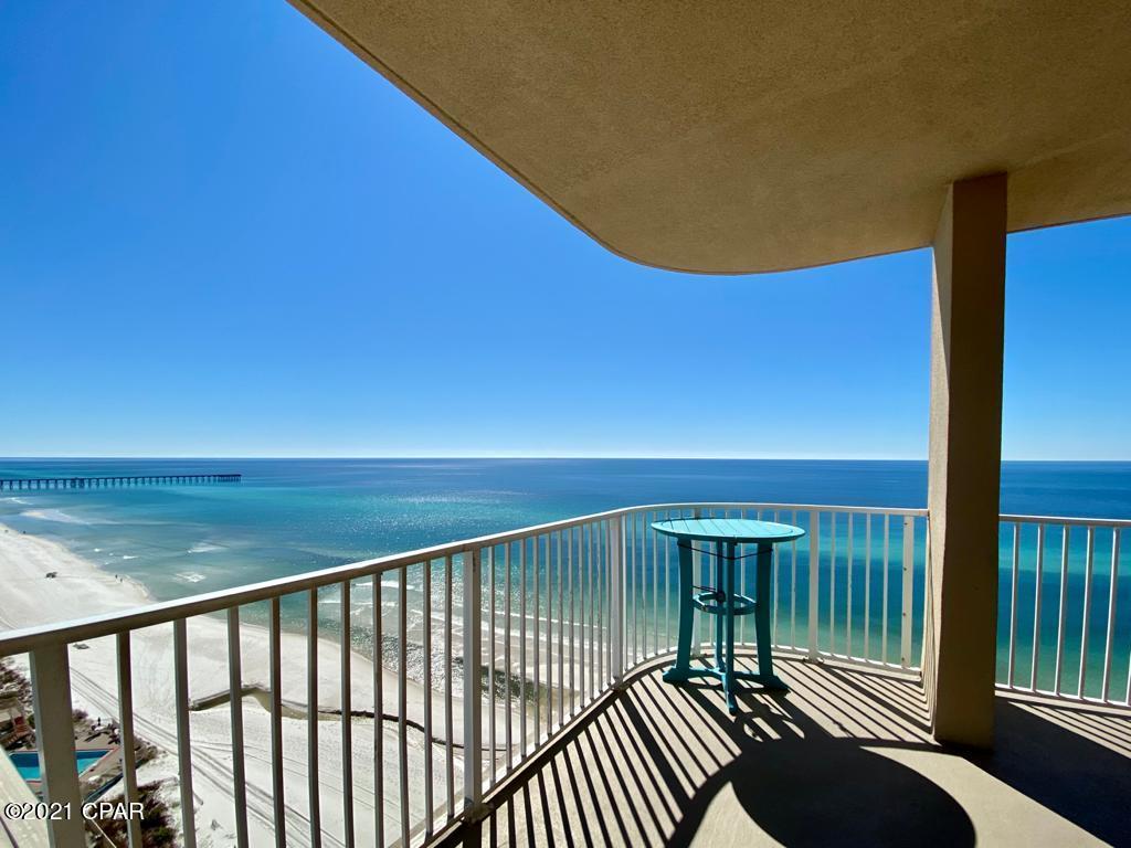 ''Currently Under Contract - Seller accepting Backup Offers'' **Professional Pictures coming soon** Sometimes things just stand out, this is one of those things. There are Tidewater 3 bedroom corner units and then there is THIS Tidewater 3 bedroom corner unit. Never a rental, lovingly maintained, and heavily upgraded, this 12th floor corner unit in the Tidewater stands head and shoulders above the rest. Floor to ceiling glass and a wrap around balcony provide endless views of Panama City Beach to the East - you can watch the 4th of July fireworks right from your living room as they shoot them off the pier! Tidewater boasts some of the best amenities in Panama City Beach, you will LOVE this building and this unit! Extensive list of upgrades include: Upgraded kitchen cabinets and thick granite with stone backsplash. All stainless appliances,
with extra storage cabinet over fridge.  Custom closet inserts built into all closets and pantry. Gutted both master bathrooms. All new cabinets, soft close doors and drawers. Quartz countertops.  Replaced toilets. Extra deep soaking tub in first master with tile surround.  Double walk in shower with glass doors and tile surround in second master. Built in linen cabinet for extra storage. Replaced washer and dryer with steam machines. Replaced vanity, fixtures, toilet and mirror in 3rd bathroom. Replaced all ceiling lighting to LED, and replaced all ceiling fans and kitchen light.  Had custom bunks built with storage drawers underneath. Bunks also have individual lights and built in USB chargers for tablet and phone charging for kids.  New bed frame and queen memory foam mattress in 3rd bedroom. New living room sectional, dining table, chandelier, hall mirror, and accent table. New master bedroom set in first master.