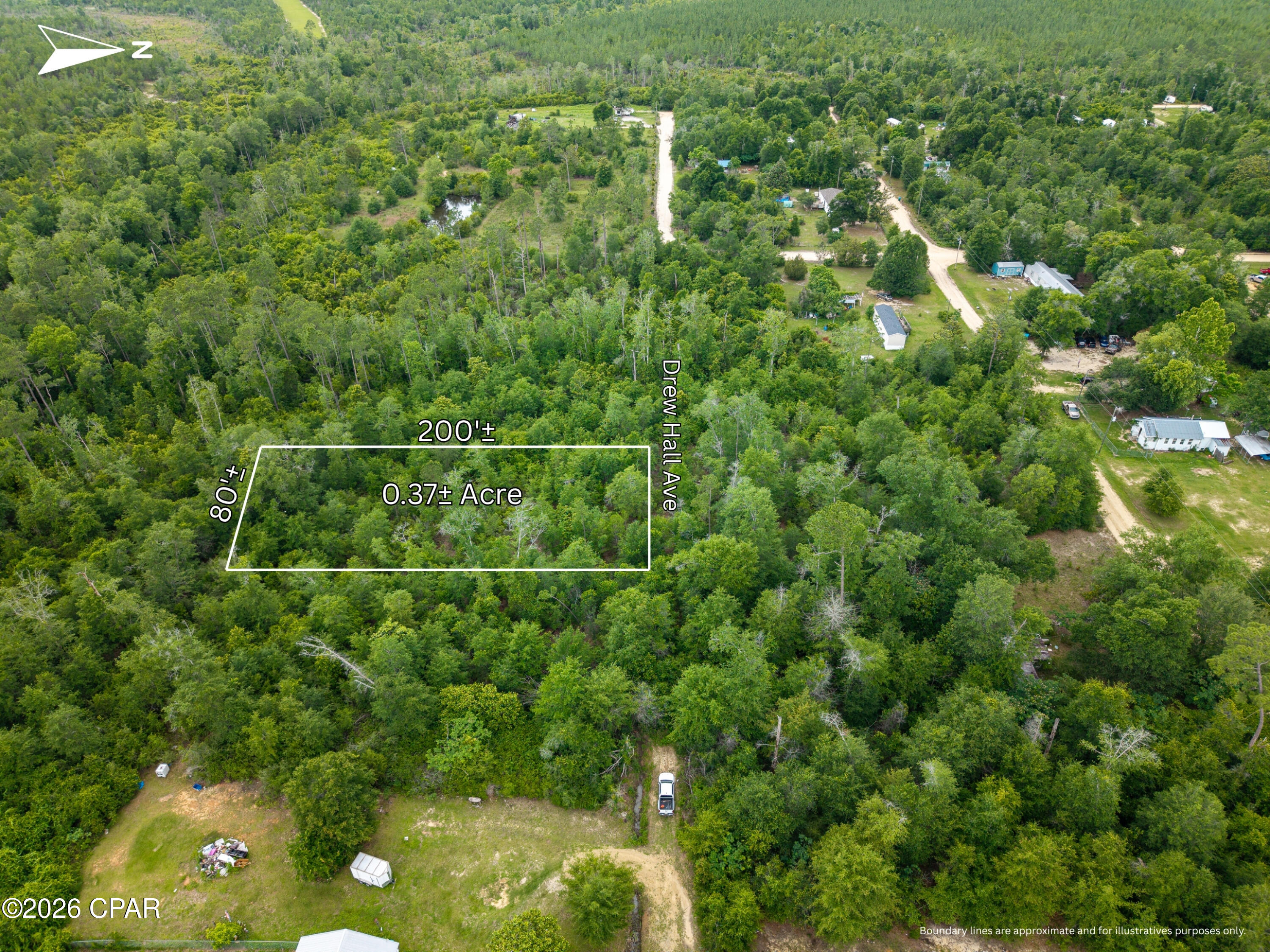 Vacant, undeveloped lot in Calhoun County off Walter Potts Rd in the Lake Center subdivision. Quiet neighborhood, wooded lot with power nearby, will need well and septic. Approximately 0.37 acre per property appraiser.