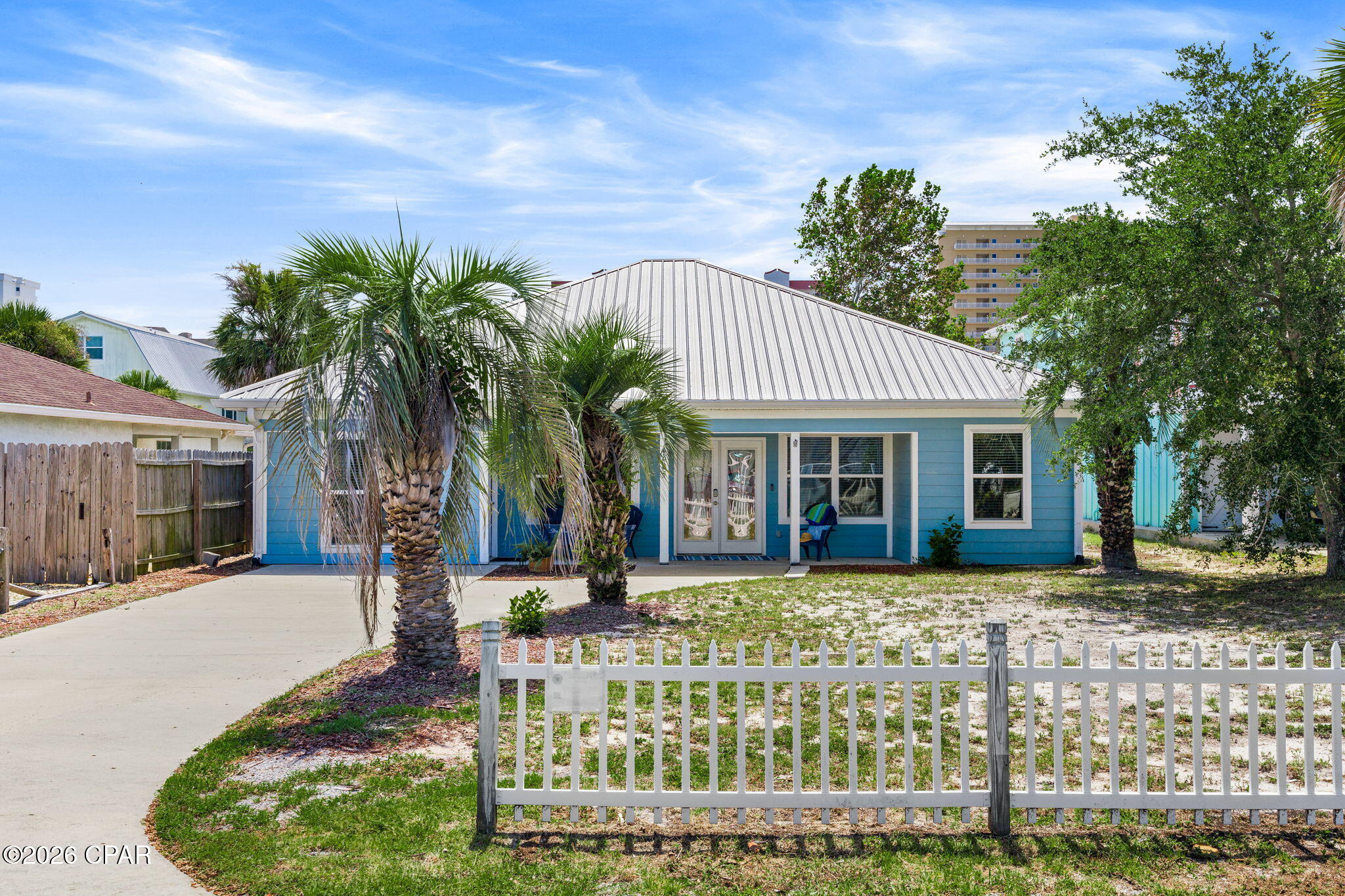 Welcome to 6605 Sunset Ave where the Gulf of America is just a few blocks away( Sunsets too ) )Enjoy the Beach Life in this 4-bedroom 2 bath home with covered front porch for morning coffee or afternoon drinks. The windows from every room  make the natural light shine through . Flooring throughout is easy clean tile. Kitchen has shaker style newer gray cabinetry with granite countertops and stainless steel appliances ,breakfast nook for quiet meals or enjoy the dining room table for bigger groups of family and friends. There is a primary suite with large tile shower .The three guest bedrooms are good sized. From shiplap accent walls to barn doors this home has some great features .Home will sleep 10 easy .Out back is a patio for grilling and a 16 x 24 storage building for all your beach toys . It is nice .Recent 2020 remodel with 2018 metal roof, Hardie board siding .Short Term Rentals allowed, but would make a great primary or second home .HVAC 2018 ,Hot Water Heater 2018 .Bring your clothes and start living the beach life. Comes fully furnished and rental ready .The east end of Thomas drive has restaurants ,grocery stores and cute shops nearby .Beach access # 12 is a favorite or Rick Seltzer park  you choose .