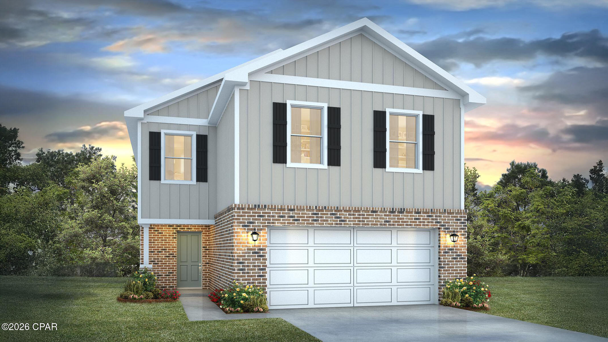 Welcome to the Aisle, a new home floor plan at Hodges Bayou Plantation in Panama City, Florida. The Aisle floor plan is a spacious 2-story 4 bedroom, 2.5 bathroom, with 1,960 square feet and includes a two-car garage. On the first floor immediately when you walk in, you will notice a spacious open kitchen, dining, and living room design. You will think of endless possibilities for laying out how your furniture will fit in this home. Stainless-steel appliances including a dishwasher, microwave, and stove are included in these homes, as well as beautiful quartz countertops and ivory, soft-close cabinets. A half bathroom is located at the foot of the stairs on the first floor for convenient bathroom privacy for guests. EVP flooring is installed throughout the main areas, and soft, comfortable carpet in the bedrooms and stairwell which you notice as you walk upstairs.
 
All of the bedrooms and full bathrooms are located upstairs in this floorplan. The laundry room is also located upstairs making laundry day less treacherous. There are two bedrooms that have large closet spaces and an even larger walk-in closet in the third extra bedroom someone is sure to be happy about. All three bedrooms share a full bath with a shower/tub combo.
 
The primary suite features ample space for a king-sized bedroom suite. The primary bathroom has a dual quartz sink vanity, a separate shower, separate soaking tub, and enclosed toilet for extra privacy. The walk-in closet is located within the primary bathroom and has all the space you need to get ready in the morning.
 
On the exterior of this home you will notice brick on the front with vinyl siding, dimensional shingles with 30-year warranty and a concrete walkway to the front door. The porch is covered keeping you dry on rainy days. The two-car garage has a steel garage door and leads right into the kitchen and dining area to the back door. Each home in Hodges Bayou Plantation includes a fully sodded lawn to each property line and flower beds at front entry.
 
This home will come equipped with a Home is Connected® smart home technology package including QOLSYS IQ Panel, Skybell Doorbell, Kwikset Smartcode front door lock and DEAKO Smart Switches which allows you to control your home with your smart device while near or away. Our Hodges Bayou community features underground utilities making it less susceptible to damage from severe weather leading to fewer outages and more reliable service. Sidewalks line every street so you can enjoy the unbeatable Florida sunsets and sunrises on your walk to the playground with the kids or the dogs. Whatever room in this house you're in, you will feel right at home! Contact us today to find your home at Hodges Bayou Plantation!