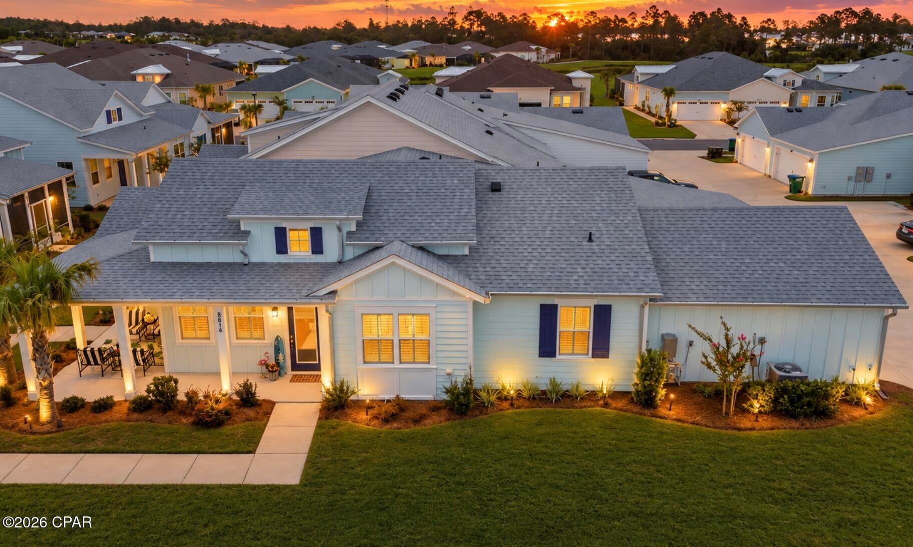Look no further than this Beautiful Dreamsicle Cottage in Phase 6BC of Latitude Margaritaville Watersound, loaded with upgrades throughout!

This bright, airy, move-in ready cottage features 2 beds and 2 baths, 8 ft interior doors, Mohawk RevWood plank flooring throughout, recessed lighting, modern light fixtures, and custom plantation shutters on all windows. The open living and dining area offers abundant natural light with easy flow to the tranquil covered front porch. The bright kitchen designed for effortless living and entertaining, includes all upgraded soft-close white cabinetry, crown molding, quartz counters, upgraded appliances including a gas range, an island designed to entertain with a dedicated dining space for your dinner parties. The primary suite includes a walk-in closet and a spacious bath with dual vanities, upgraded soft close cabinetry, quartz counters, walk-in closet with ample storage and a tiled walk-in shower with a frameless shower enclosure. Off the kitchen is a separate hallway connecting to the guest bedroom - large enough for two full beds, office space, and a separate private bathroom with upgraded tile, quartz and soft-close cabinetry. The adjacent bonus room is perfect for when the grandkids visit or as a workspace/craft room. Additional highlights include hurricane-rated windows and doors, extra insulation in the garage, and a neutral interior palette ready for its next owner. Life in Latitude Margaritaville truly has it all. You can spend your days as busy or as relaxed as you prefer. And by busy, we mean, catching up with friends at the Bar & Chill Restaurant overlooking the Intracoastal Waterway while watching the sun set, swimming in the Paradise pool with the live bands playing daily, buying your favorite local produce & meat at the monthly farmer's market, enjoying miles of walking trails, using the kayak launch, attending the Arts & Learning studio classes, playing pickleball or tennis, staying active in the state-of-the-art fitness center or swimming laps in the indoor pool. There are endless opportunities to connect with fellow friends and neighbors - all just a quick golf cart ride away from your new home! This home has 9 years remaining of the 10-year structural warranty offered by Minto.

It's no secret that this 55+better community is one of the area's fastest growing spots to move to. Choose to live where the locals live; a short drive to idyllic 30A for boutique shopping & fine dining, only 15 minutes to the Gulf's white-sand beaches and an easy drive to the ever growing, Northwest Florida Beaches International Airport to pick up friends & family! Publix construction is underway as is Tallahassee Memorial hospital, a short drive down the road from the community.