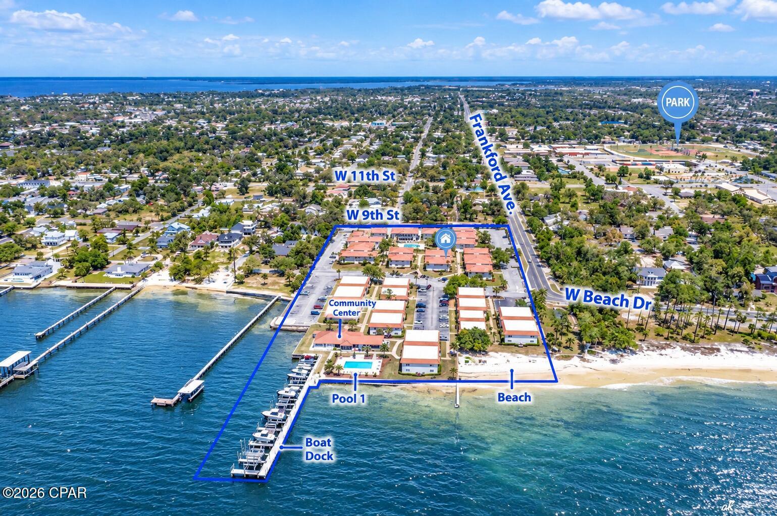 RARE BOATER'S PARADISE INCLUDES DEEDED BOAT SLIP #11! Experience true waterfront living with your own deeded boat slip featuring a remote-controlled boat lift and electrical service--capable of accommodating a ~25-foot boat with a 10-foot beam. Located at Landmark Condominiums, this beautifully maintained 2-bedroom, 2-bath unit offers effortless access to the water, private balcony views of St. Andrews Bay, and direct access to the community's sandy beach.

The spacious, move-in-ready interior features updated flooring and interior doors, along with an exterior storage unit for all your beach and boating gear. Landmark is a sought-after waterfront community with top-tier amenities: a private boat dock, two swimming pools, a fitness center, a waterfront clubhouse with a full kitchen, and a covered outdoor entertainment area with gas grills and TV.

HOA dues cover water, sewer, cable, internet, pest control, common area maintenance, building maintenance, and exterior insurance. Positioned between Historic St. Andrews and Downtown Panama City, you're just minutes by water from Panama City Marina, St. Andrews Marina, St. Andrews Pass, Shell Island, and the Gulf of Mexico. Boat Slip #11 also offers excellent rental potential! Ideal as a primary home, getaway, or investment--schedule your showing today!