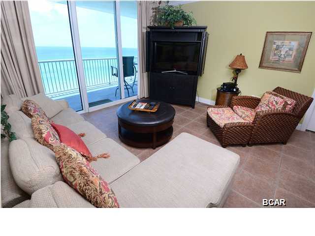 Motivated seller.Palazzo is easily one of Panama City Beach's most luxurious condominiums, and unit #302 effortlessly reflects the upscale, refined style of the 129 unit complex. This 3 bedroom, 3 bath GULF-FRONT unit boasts so many fine appointments, including brand new wall tile through to the kitchen, new bedspreads in every room, new kitchenware, brand new Smart TV in the living room, LCD HDTV's, IPOD cradles, gorgeous granite kitchen counters, stainless steel kitchen appliances, decorative ceramic tile in foyer, kitchen, and all baths, plus so much more. This is no large-scale, overcrowded resort - Palazzo is an intimate, ''low density'' property consisting of just 129 units directly on 220 feet of sugar-white sands. With the Gulf of Mexico as a backdrop, owners can enjoy the following amenities; elevated gulf-front heated pool and spa, gulf-front fitness center overlooking the pool deck and gulf, a dazzling gulf-front water feature, a large gulf-front lobby with on-site check-in and management, gulf-front parking for all units (172 covered spaces on south side) plus additional guest parking, and three high speed elevators. A spacious, beautifully furnished condo such as this would provide for either a magnificent second/beach home or a sound and lucrative investment opportunity. Gulf-front condos in Panama City Beach rent to vacationers year-round and are capable of producing an exceptional annual income, especially at a higher-end complex such as Palazzo where the rental rates are generally a little higher. Whether you decide to keep the existing furnishings and decor or improve upon them, either way you'll have a stylish, comfortable condo that sleeps up to 12 people and directly faces the gulf. It doesn't get any better than that - either as an investment property or as a family getaway home! It's a win/win situation when you purchase Palazzo #302, an outstanding condo listed at a HIGHLY COMPETITIVE price. The market may be turning around and prices may be rising again, but this is still a fraction of its original price and will be worth MUCH MORE in the future! Panama City Beach's west end is THE place to see and be seen, and properties this close to Pier Park are extremely desirable. The location of Palazzo just adds to its appeal - the fact that you can walk to numerous eateries, shops and attractions, plus its super convenient access to Highway 98 just seconds away makes getting around so much easier during high traffic seasons. From the superior quality of the unit's interior to the boutique style of the property itself, Palazzo #302 should most certainly be at the top of your condo ''to see'' list!