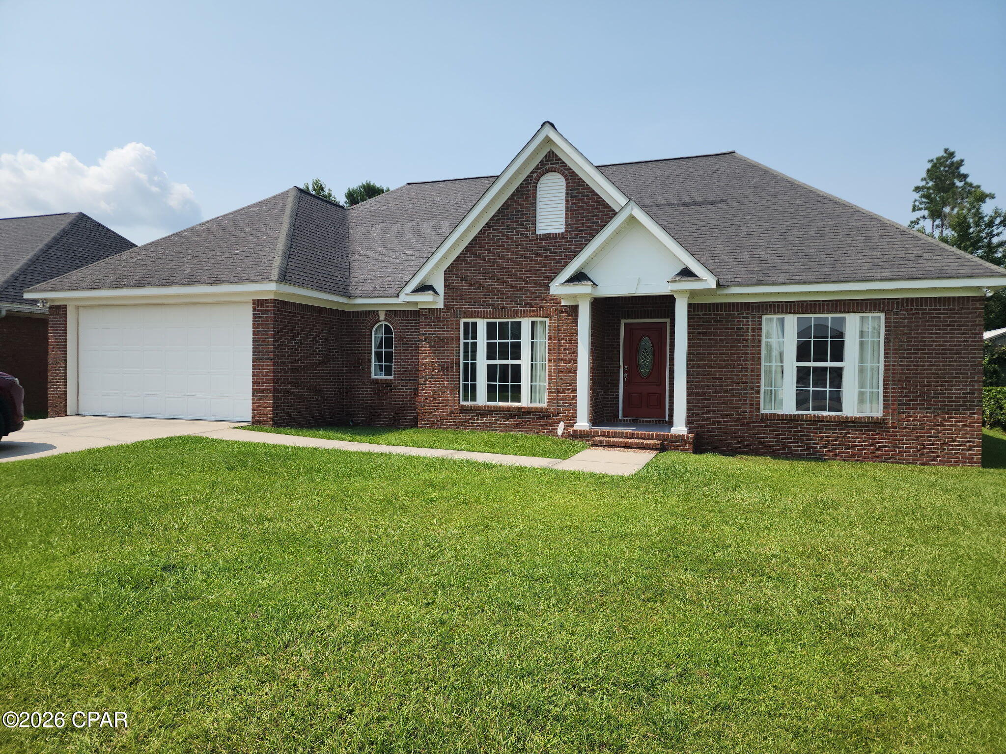 Beautiful, well-maintained, move-in ready brick home located within an adult community, in-side the city limits. This 3-bedroom, 3-bath home features a spacious floor plan, granite countertops, a pantry, breakfast nook, and sitting area. the primary suite offers double walk-in closets and a walk-in tub.  Relax on the screened, covered back patio with ceiling fans overlooking the partially chain-link fenced backyard.  Additional features a two-car garage, concrete walkways, and a beautifully maintained yard.  Conveniently located near shopping, dining, schools, and medical facilities.  Don't miss this exceptional home-schedule your private showing today! No permanent features or characteristics of the property have been altered.