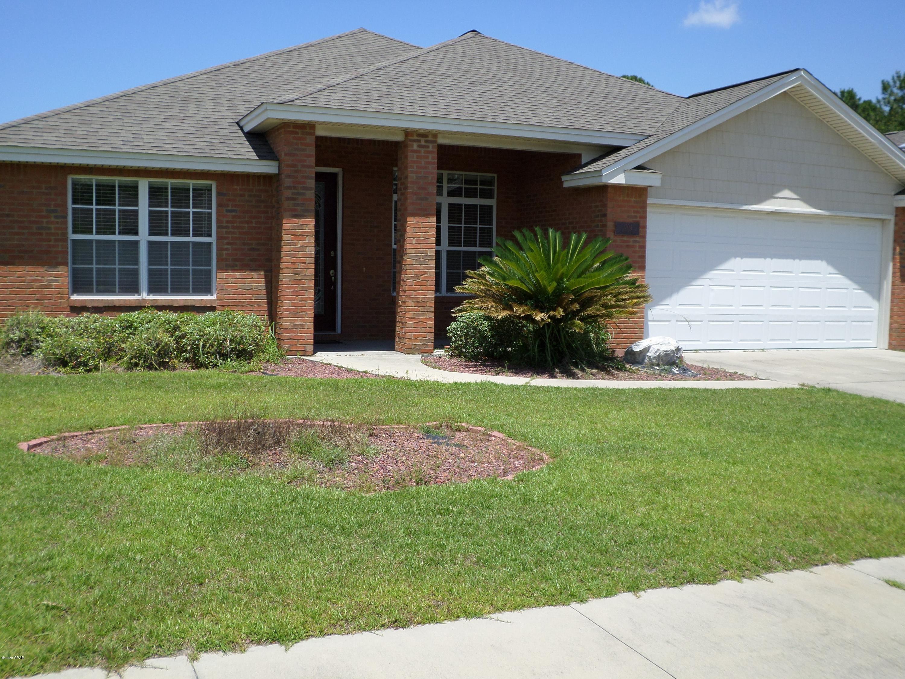4 BR 2BA Home in desirable Lynn Haven. Interior features include 4 large bedrooms, 2 full baths, spacious living area with electric fireplace, formal dining room and open kitchen with Corian countertops and lots of cabinets. Home is all brick home with fully sodded yard, sprinkler system and sidewalks. All sizes are approximate, please measure and verify if important. School assignments are subject to change, please check with Bay County for most accurate information. Pets allowed with owner approval and NON REFUNDABLE pet fee applies per pet. Breed restrictions apply. All property sizes and ages are approximate, please measure and/or verify if important. Deposit is the same as the rent.