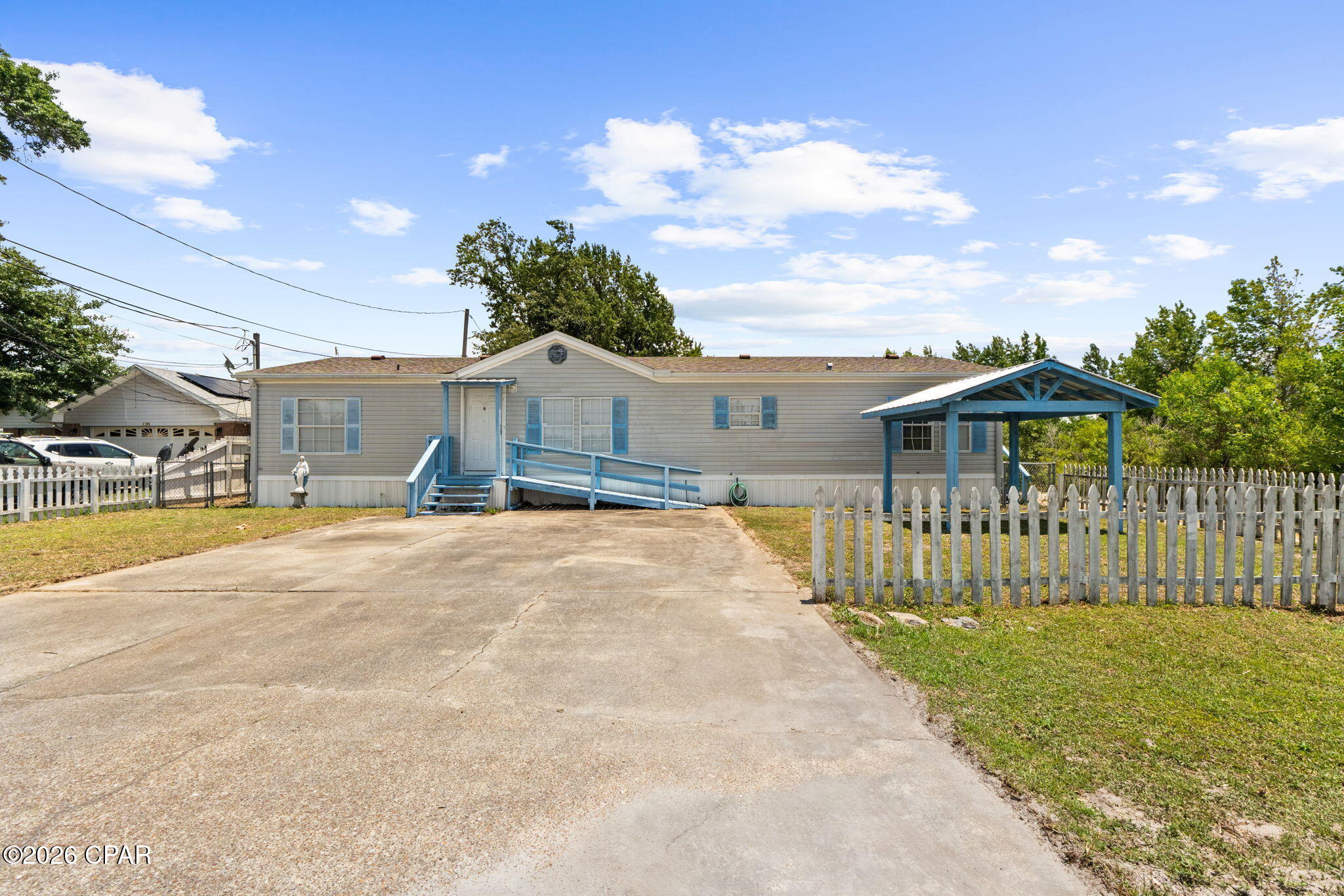 New to the Market! A Nice 3/2 in a great location. A cozy, low maintenance yard. Back yard is fenced with 2 sheds, a 12x10 and 10x10 providing outside storage and workshop. An open, spacious floorplan that is bright and airy with plenty of natural light. Huge kitchen with island, pantry, and plenty of cabinet space. A dedicated dining space. Split bedroom layout giving additional privacy to the master. Nice sized guest rooms. Tile flooring throughout. Great proximity, with city utilities. Just 5 minutes or less to shopping and restaurants. Priced to sell.