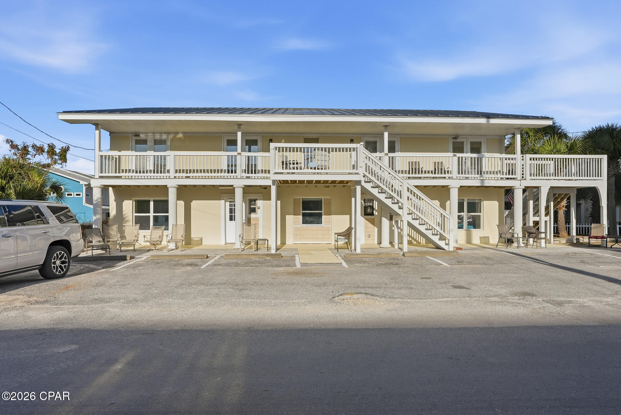 Rare opportunity to lease a FURNISHED ground floor 2 bedroom, 2 bath beachside condo directly across from a wide paved PUBLIC BEACH ACCESS! Seller open to month to month rental Simply walk out your front door and you are less than 60 feet from the beach access, making it incredibly easy to enjoy the sand, surf and everything Panama City Beach has to offer. Small dogs allowed up to 25 lbs with pet deposit

Offered at $2,500 per month with a $2,500 security deposit. The condo comes furnished and includes TWO assigned parking spaces. No pets allowed.

The ground floor location provides convenient everyday living with no stairs and easy access to the unit, parking, pool and beach. Situated at the end of a quiet cul de sac with no thru traffic, the property offers a hard to find combination of privacy, convenience and true beachside living.

Inside, the condo features updated LVP flooring with upgraded rubber backing, a functional 2 bedroom, 2 bath layout and durable, low maintenance finishes. A large private deck provides additional outdoor living space, and tenants also have access to the on site shared pool.

The owner covers water, sewer, trash, basic internet/cable and pool maintenance. Tenant is responsible for electric.

The building has undergone several major improvements, including a 2024 standing seam metal roof, updated windows and doors, and water heaters replaced in 2021. The solid all brick building is finished with dual layers of elastomeric stucco and paint.

The location is one of the biggest highlights. Walk across the street to one of the widest public beach access points in PCB, stroll to popular beachfront dining including Schooners, or enjoy the convenience of being close to shopping, entertainment, marinas and everything the east end of Panama City Beach has to offer.

Updated furnished ground floor rentals this close to the beach are hard to find. With beach access just steps away, a community pool, private deck, two parking spaces and most utilities included, this property offers an easy and convenient way to enjoy the Panama City Beach lifestyle. Tenant to verify all measurements and information deemed important.