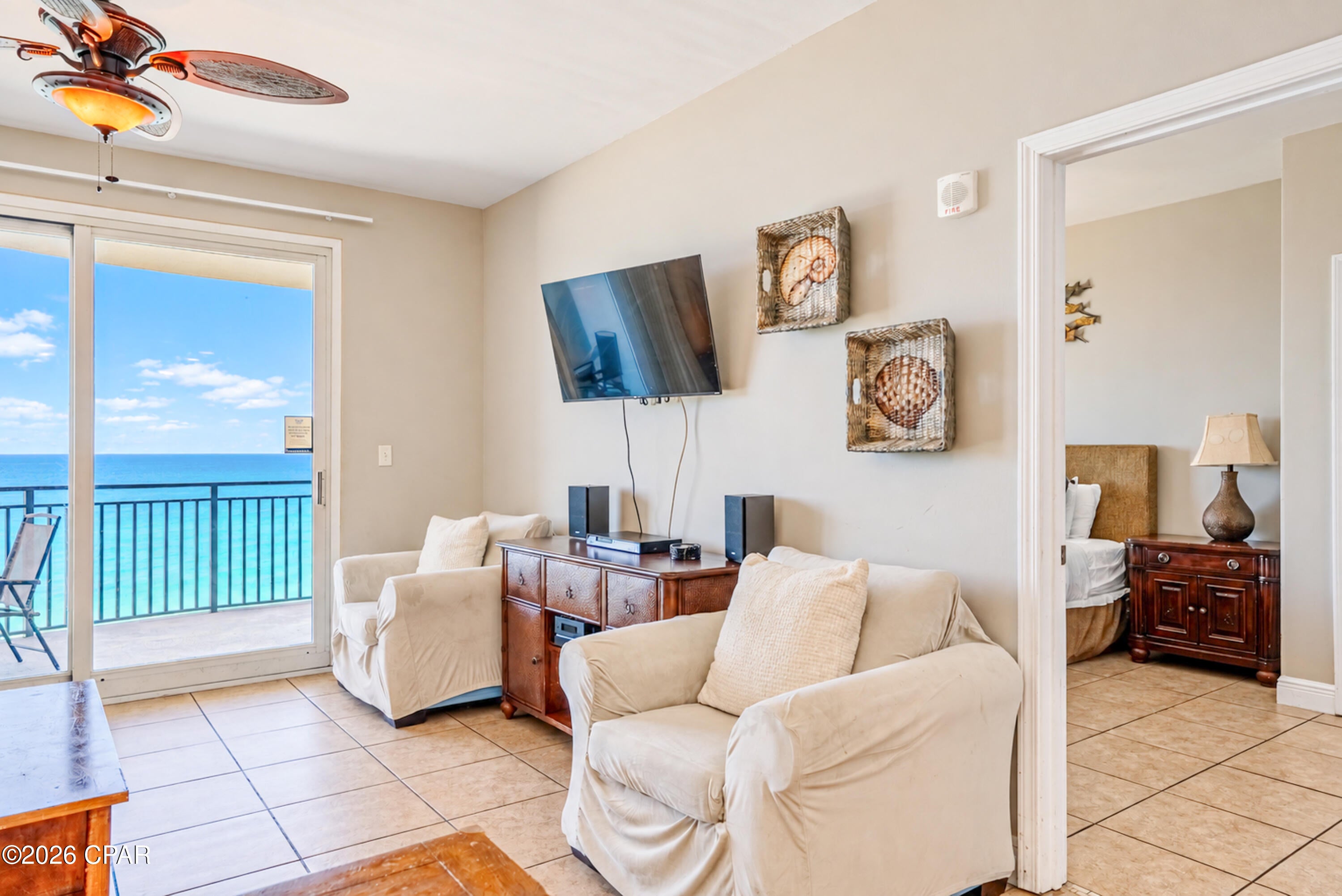 Welcome to Sterling Breeze #604, your beachfront escape on the sugar-white sands of Panama City Beach. From sunrise coffee to sunset cocktails, this condo's private balcony gives you uninterrupted Gulf views with the sea breeze as your backdrop.
Inside, the open-concept living space feels bright and inviting, with a dining table for seven, a fully equipped kitchen, and comfortable seating that makes gathering easy. Three bedrooms provide restful retreats for up to six guests, including two ensuite bedrooms---one with a king bed and one with a double---and a cozy bunk room perfect for kids. Three bathrooms, including two walk-in showers and a shower/tub combo, add convenience for groups.
Beyond your door, Sterling Breeze offers everything you need for a fun-filled coastal getaway. Lounge by the beachfront pool, soak in the hot tub, or head to the fitness center or recreational room to stay active. A convenient on-site store keeps essentials close at hand, while a private boardwalk puts you right on the sand within moments.
When you're ready to explore, Pier Park's shopping, dining, and entertainment are just a short walk away, while local attractions like Gulf World Marine Park, Shipwreck Island Waterpark, and 30A's scenic communities are all within easy reach.
Whether you're here for a family trip, a couples' retreat, or simply to relax by the ocean, Sterling Breeze #604 sets the stage for an unforgettable Panama City Beach escape.