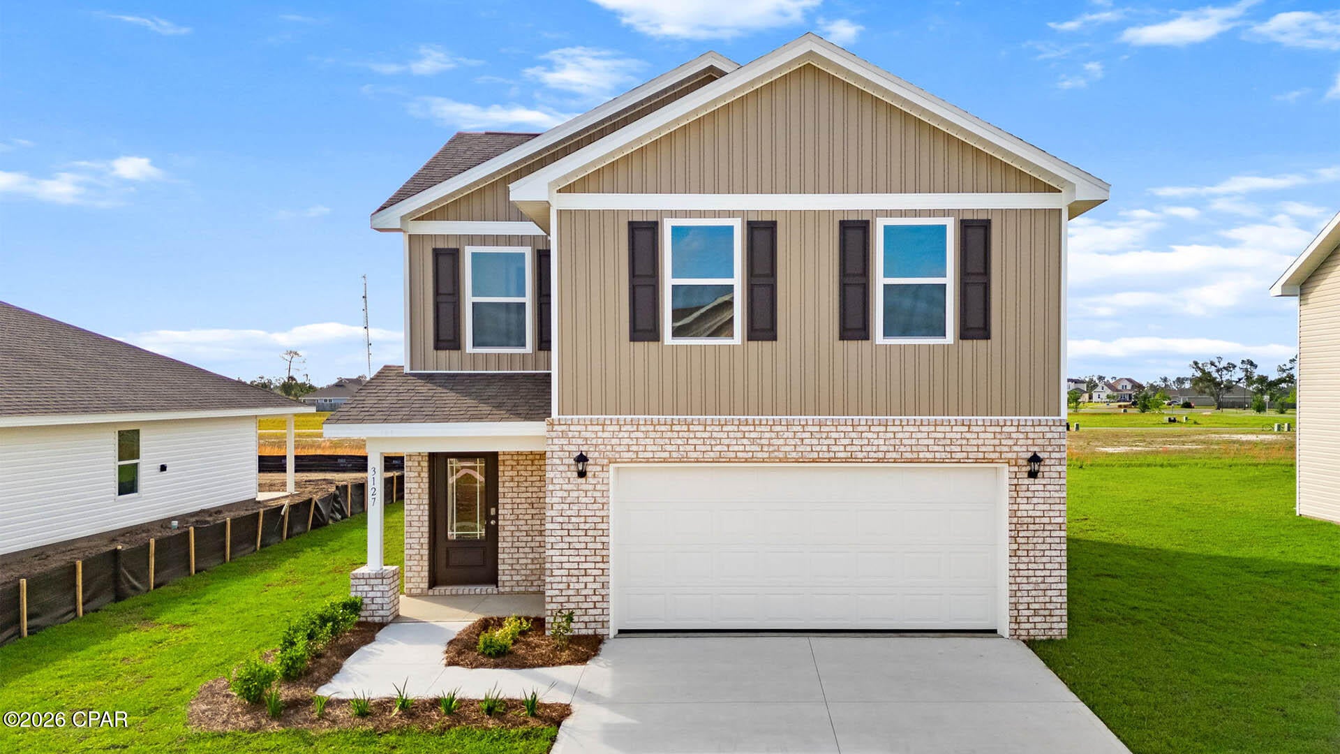 Welcome to the Taylor, a new home floor plan at Hodges Bayou Plantation in Panama City, Florida. The Taylor floor plan is a spacious 2-story 4 bedroom, 2.5 bathroom, with 1,722 square feet and includes a two-car garage. When you walk in, you will notice a spacious open kitchen, dining, and living room design. You will think of endless possibilities for laying out how your furniture will fit in this home. Stainless-steel appliances including a dishwasher, microwave, and stove are included in these homes, as well as beautiful quartz countertops and ivory, soft-close cabinets. A half bathroom is located by the front door for convenient bathroom privacy for visiting guests. EVP flooring is installed throughout the main areas, and soft, comfortable carpet in the bedrooms and stairwell which you notice as you walk upstairs.
 
All of the bedrooms and full bathrooms are located upstairs in this floorplan. The laundry room is also located upstairs making laundry day less treacherous. There are two bedrooms that have large closet spaces and an even larger walk-in closet in the third extra bedroom someone is sure to be happy about. All three spare bedrooms share a full bath with a shower/tub combo. A large double sink vanity is standard in the spare bathroom along with a privacy door separating the sinks with the toilet and shower.
 
The primary suite features ample space for a king-sized bedroom suite. The primary bathroom has a dual quartz sink vanity, with a stand up shower only, no tub and enclosed toilet for extra privacy. The walk-in closet is located within the primary bathroom and has all the space you need to get ready for your day.
 
This home is located at the end of the cul-de-sac for over a third of an acre of yard space! On the exterior of this home, you will notice brick on the front with vinyl siding, dimensional shingles with 30-year warranty and a concrete walkway to the front door. The porch is covered keeping you dry on rainy days. The two-car garage has a steel garage door and leads right into the kitchen and dining area to the back door. Each home in Hodges Bayou Plantation includes a fully sodded lawn to each property line and flower beds at front entry.
 
This home will come equipped with a Home is Connected® smart home technology package including QOLSYS IQ Panel, Skybell Doorbell, Kwikset Smartcode front door lock and DEAKO Smart Switches which allows you to control your home with your smart device while near or away. Our Hodges Bayou community features underground utilities making it less susceptible to damage from severe weather leading to fewer outages and more reliable service. Sidewalks line every street so you can enjoy the unbeatable Florida sunsets and sunrises on your walk to the playground with the kids or the dogs. Whatever room in this house you're in, you will feel right at home! Contact us today to find your home at Hodges Bayou Plantation!