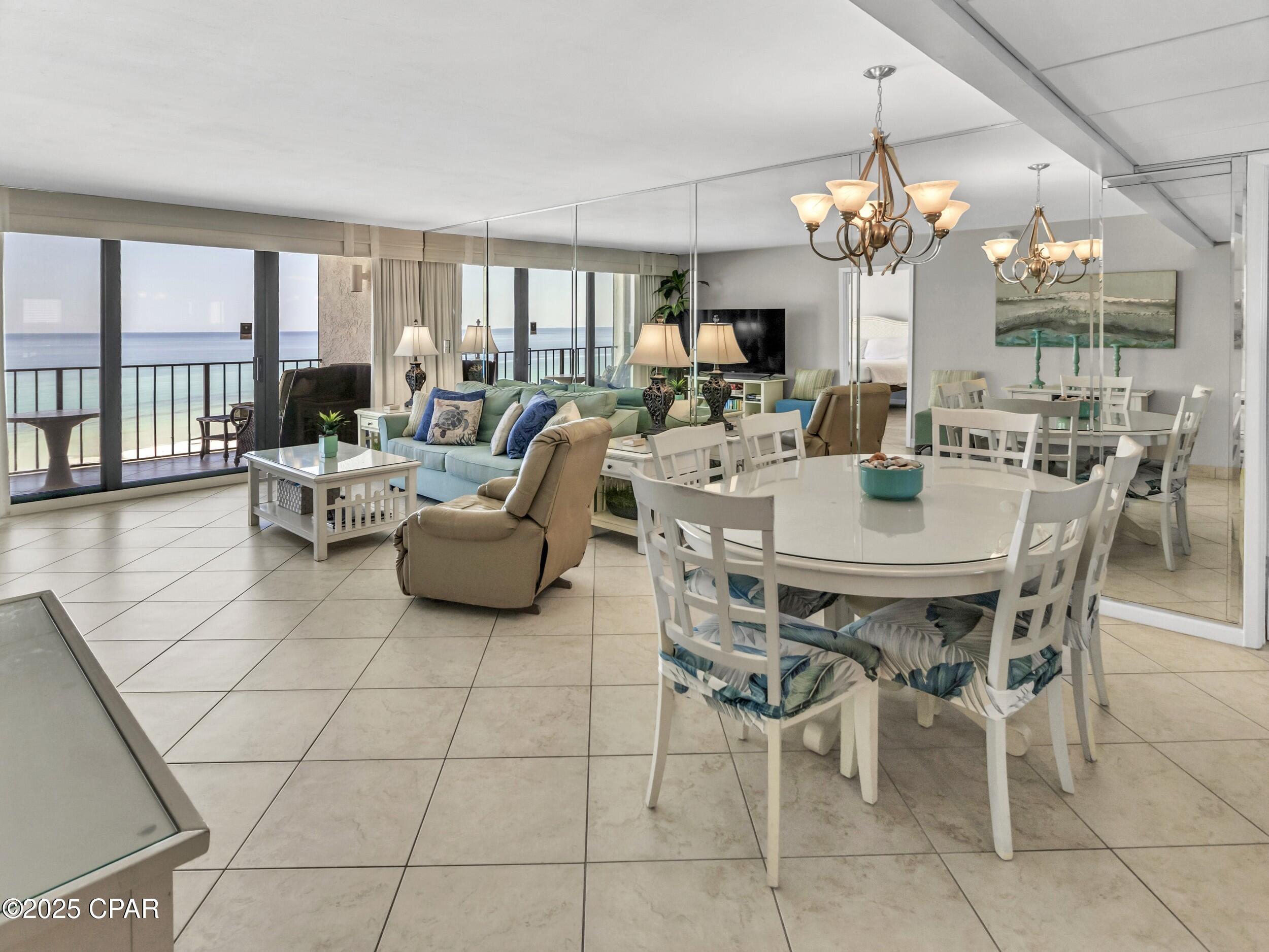 This stunning 3 bedroom, 3 bathroom condo on the 6th floor at Edgewater Beach and Golf Resort sits on the ideal floor for enjoying sweeping views of the beach, Gulf, and resort pool. The kitchen has been tastefully updated with a raised ceiling, granite countertops, newer cabinetry, and modern lighting. The living, dining, and kitchen areas are tiled throughout.

The floor plan offers two spacious master suites—one Gulf-front with its own private bath and the other oversized with a private bath and walk-in shower. Additional updated feature in the unit are the glass sliding door in the living room that were replaced in 2020.

Edgewater is Panama City Beach's only full-service resort, featuring amenities onsite such as, beach chair rentals on the spacious white sandy beach, free golf for owners, tram service, 11 pools, 4 hot tubs, pickleball and tennis courts, a fitness center, Oceans restaurant, Edgie's Market, and more. Come see today.