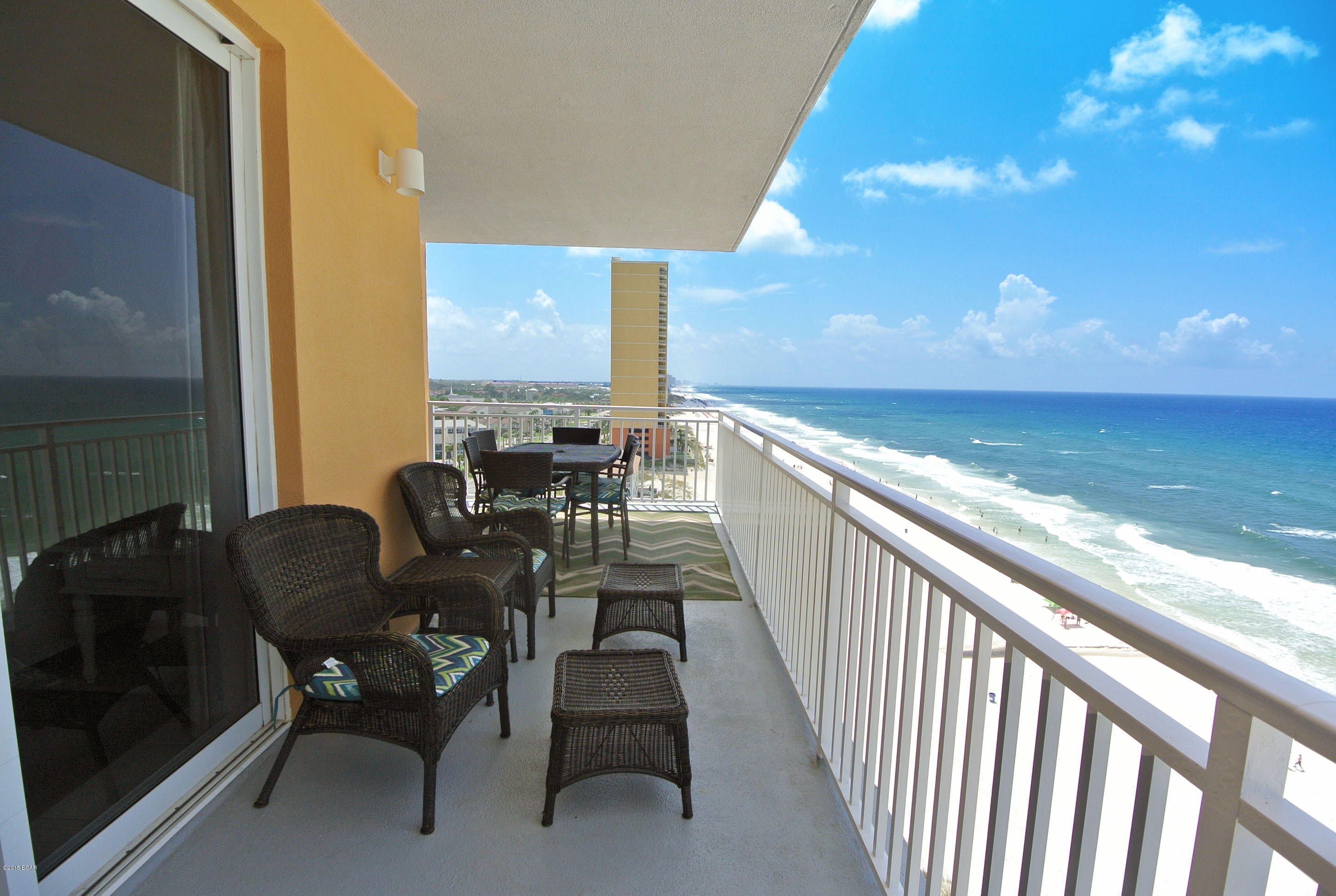 Investors! This one is for you...$62,000.00 booked rental reservations for this year! This wonderful 7th corner unit offers unobstructed views of Panama City Beach and the Gulf of Mexico. While offering breathtaking views from one of the largest balconies in the building; this unique ''Windsong'' floor plan is very spacious and offers TWO FULL SIZE GULF FRONT MASTER BEDROOMS! Turn Key and rental ready, this tastefully decorated unit has been well maintained by local owners and is being sold fully furnished. Newly installed high efficiency HVAC as of June 2015. This family friendly resort sits on 400 feet of Pristine Gulf Front where adults and kids can enjoy all the pools, 2 water parks settings with Aqua Play Structure, water slides, fountains, lazy river, splash buck & much more.