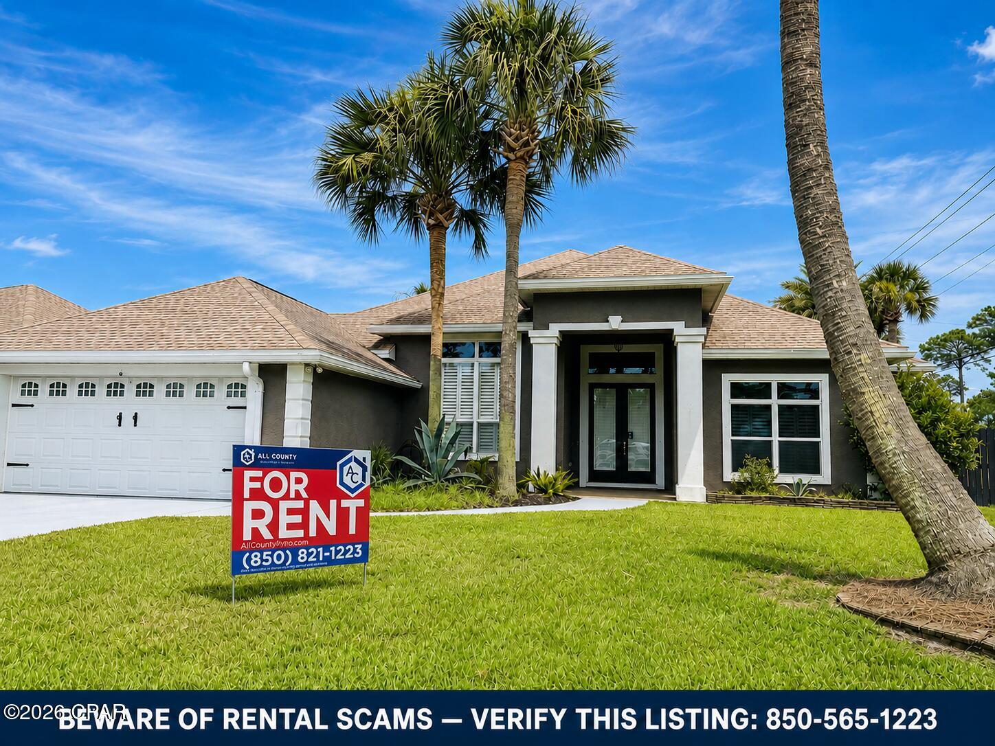 Spacious 3-Bedroom Pool Home Approximately 2 Miles from the Beach

Experience the best of Panama City Beach living in this spacious 3-bedroom, 2-bath pool home offering approximately 2,726 square feet, an impressive open floor plan, and outstanding indoor-outdoor living--all approximately 2 miles from nearby public beach access.

Inside, soaring 10 to12-foot ceilings, crown molding, graceful archways, decorative columns, and wood-look tile flooring create an open and elegant atmosphere. The expansive living room features a fireplace, while the separate formal dining room provides additional space for meals and entertaining.

The oversized kitchen offers abundant cabinetry, generous counter space, modern appliances, a breakfast bar, and a bright eat-in dining area. A large walk-in pantry provides excellent additional storage.

The spacious primary suite includes a generous walk-in closet and an en-suite bathroom with dual vanities, a soaking tub, and a separate walk-in shower. Two additional bedrooms share a convenient Jack-and-Jill bathroom. Built-in cabinetry and workspace areas add even more everyday functionality.

Step into the enclosed sunroom and enjoy a relaxing space overlooking the backyard and pool. Outside, the fenced yard feels like a private retreat, featuring a saltwater swimming pool, expansive paved patio areas, mature palm trees, established landscaping, and plenty of room to enjoy the Florida sunshine.

The location places you close to the sugar-white beaches and emerald waters of the Gulf of Mexico, Grand Lagoon, St. Andrews State Park, Shell Island excursions, marinas, boating and fishing opportunities, waterfront dining, shopping, golf, entertainment, and everything else Panama City Beach has to offer.

Enjoy the privacy and space of a single-family home while remaining just a short drive from the beach and many of PCB's most popular destinations. Schedule your private showing today!