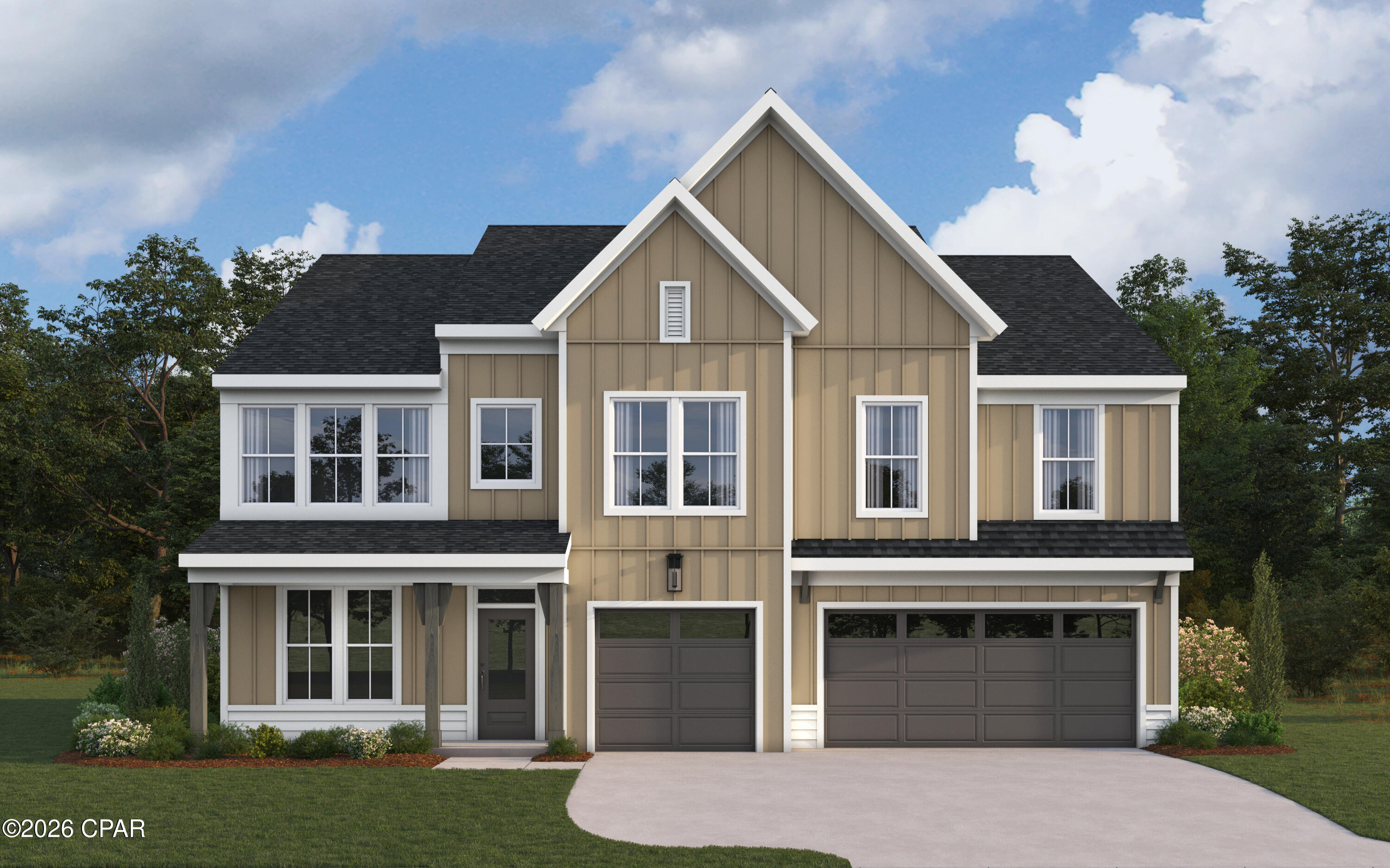 New construction by Fischer Homes in the beautiful Breakfast Point East community, featuring the stunning Carrington design. This unique plan offers 5 bedrooms and 3 full baths. The expansive family room is the perfect gathering space. Spacious open kitchen with a large island and walk-in pantry connects to the morning room, that walks out to the patio. The owner's suite features a spacious private bath and oversized walk-in closet. Included is a versatile recreation room that can be customized into a guest suite. The spacious 3-bay garage completes this exceptional home.
