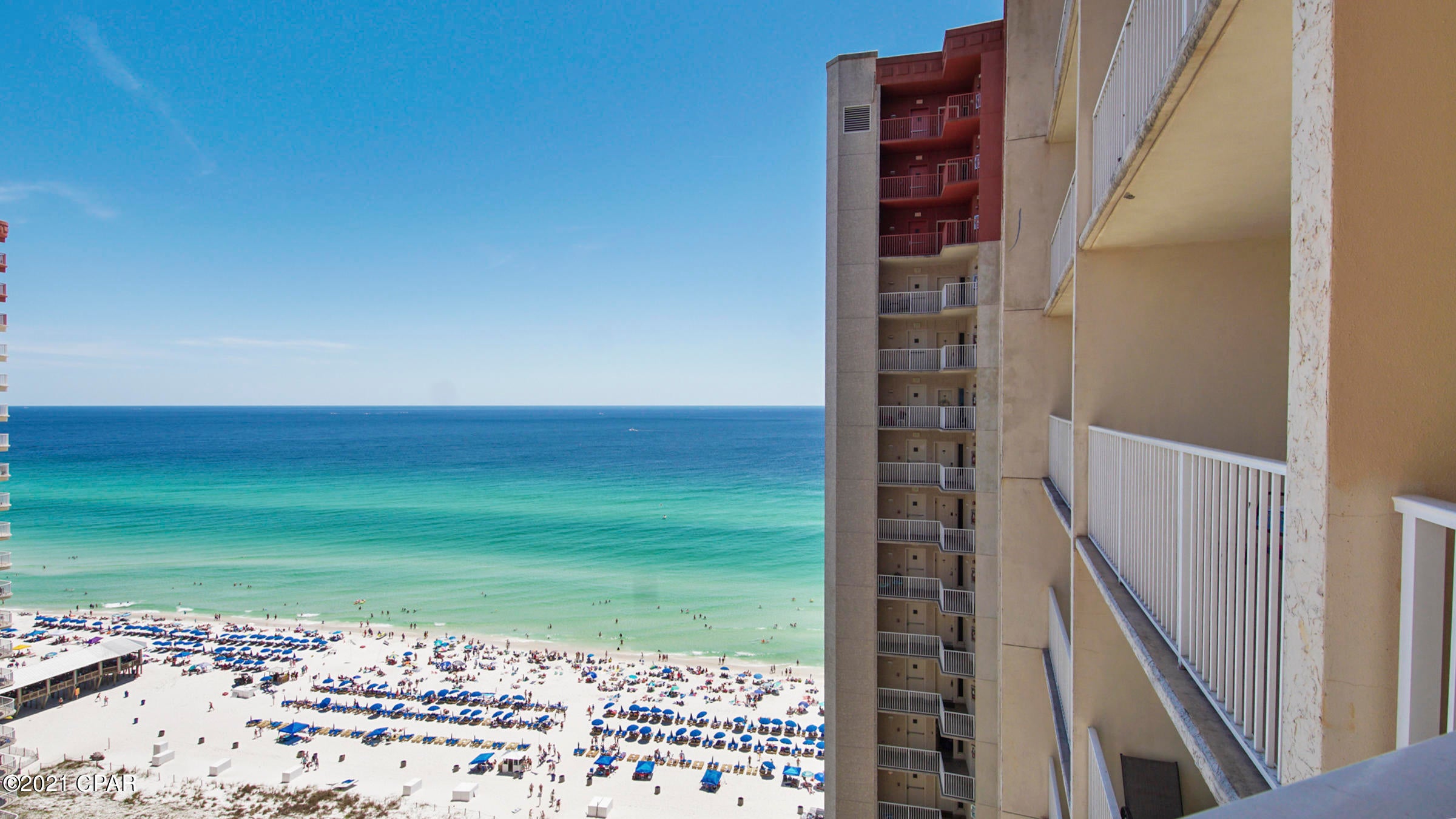 Here is your chance to own your slice of paradise with a Gulf view at much loved, Shores of Panama! This beautifully renovated condo is perfectly decorated and comfortably sleeps 6 with its spacious master, bunk area and sleeper sofa. The condo features new appliances, vinyl plank flooring, mattresses, tv's and water heater. Shores of Panama is perfectly situated on the beach and features nearly 500 linear feet of beach, a 14,000 sq. ft. lagoon style pool, indoor heated pool & hot tub, tiki bars, fitness center, covered parking deck and more. Loads of amenities and right next door to Pineapple Willy's makes this Gulf front resort a big attraction to so many visitors each and every year. Make this rental machine yours today! Deeded parking space included
